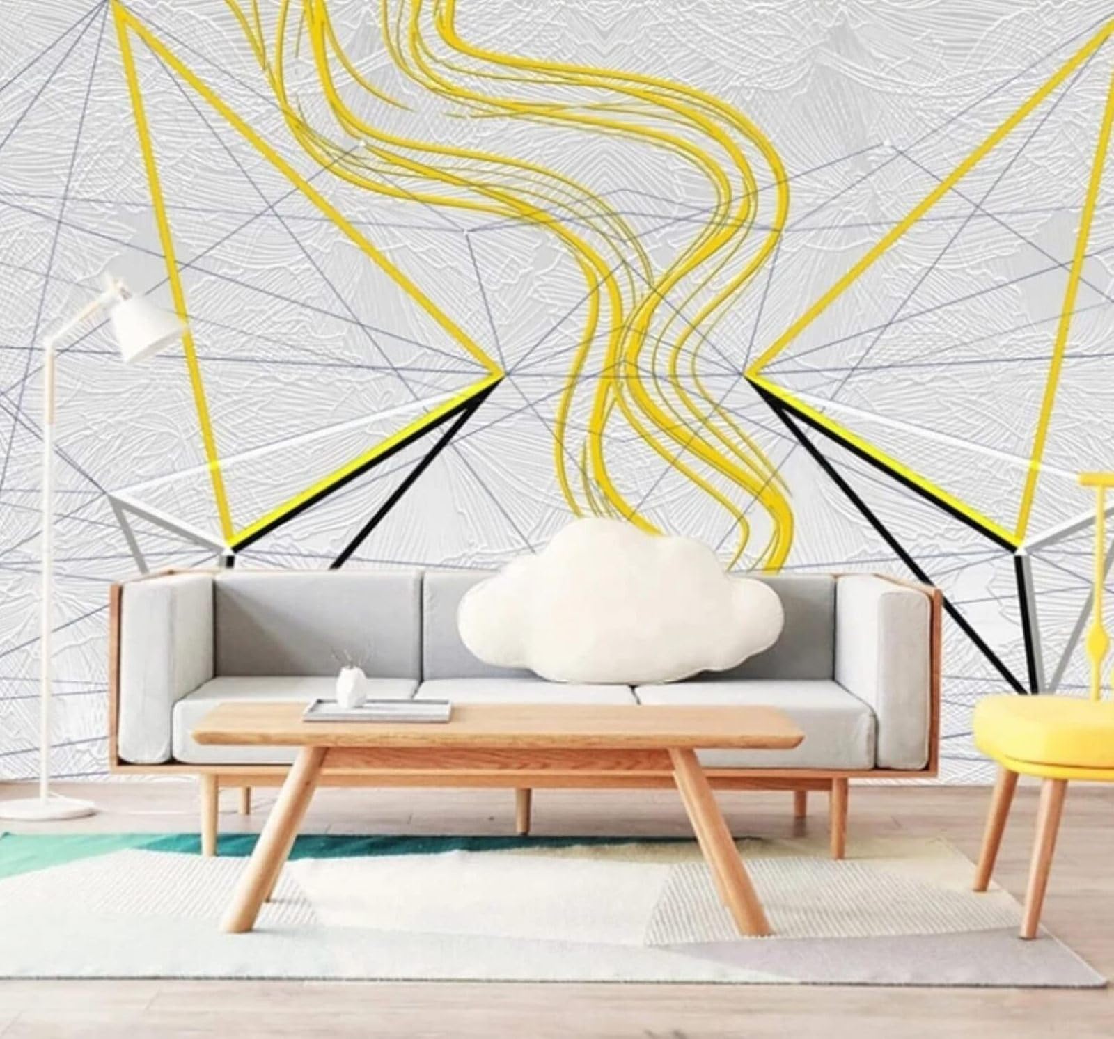 Minimalist Abstract Geometric Lines Unique 3D Wallpaper Easy Install Feature Office Living Room Sofa Bedroom TV Background Wall Decoration-150cm×105cm