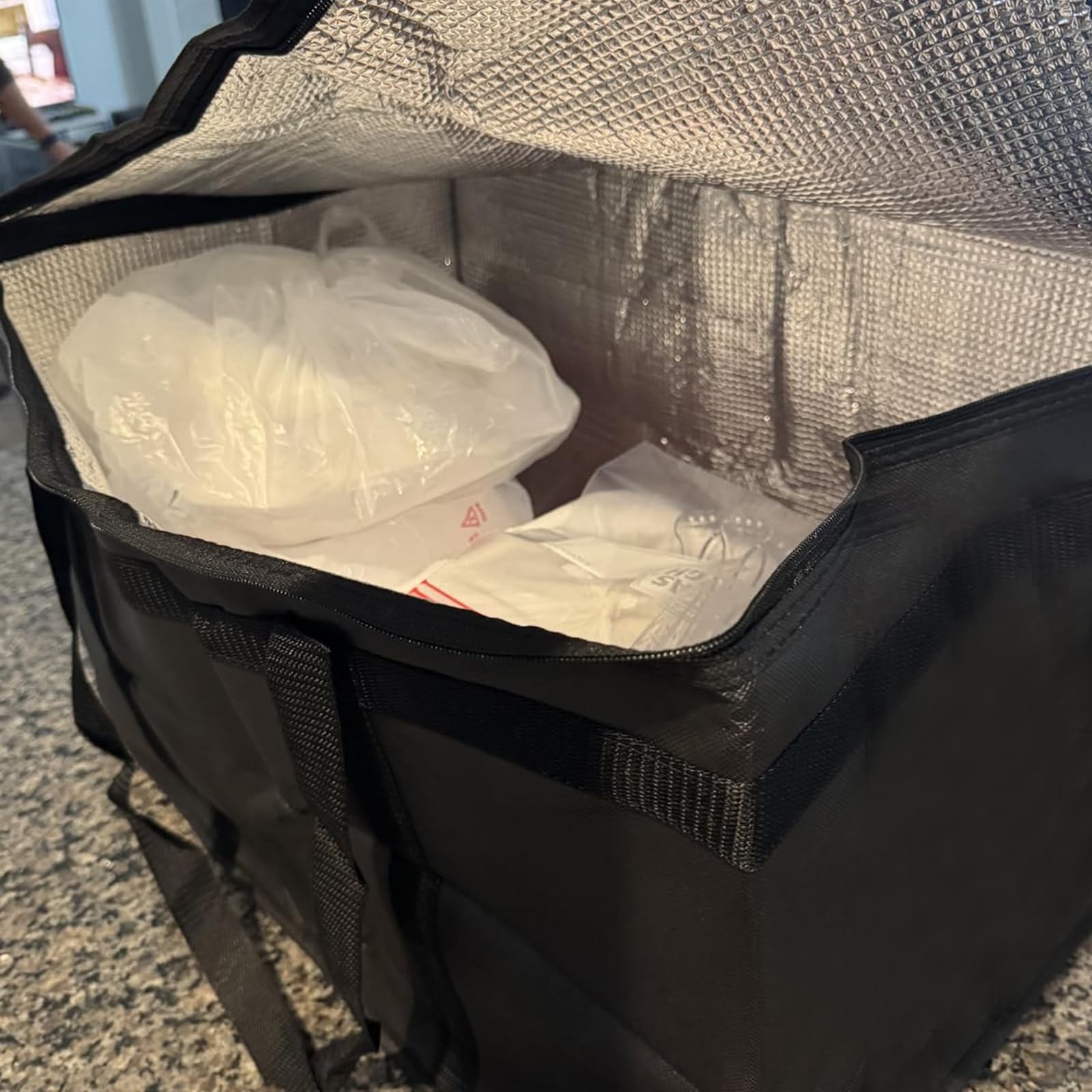 MUKSEUT Confezione da 4 sacchetti termici da 30 l, riutilizzabili e isolati per catering, picnic, campeggio, consegna di cibo, per mantenere la pizza calda o fredda da asporto