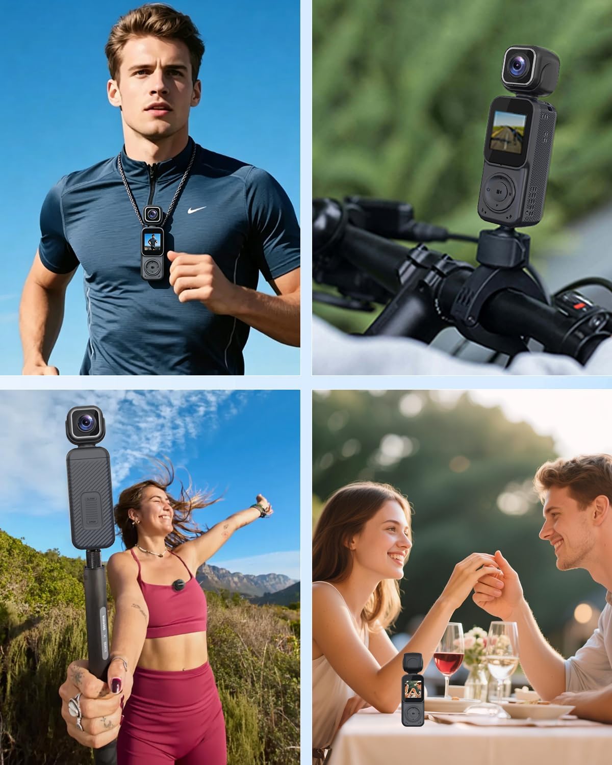 4K Vlogging Camera Pocket Action Cameras with Dual-Lens Mini Body Cam with Audio & Video Recording POV Handheld Camera wtih 32GB Card for Travel, Blogging, Daily Recording