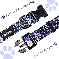 Vista 5 de KISSBAK Collar de perro para perros pequeños – Diseño especial lindo collar para perro hembra, suave, ajustable, elegante, floral, perrita S, flor