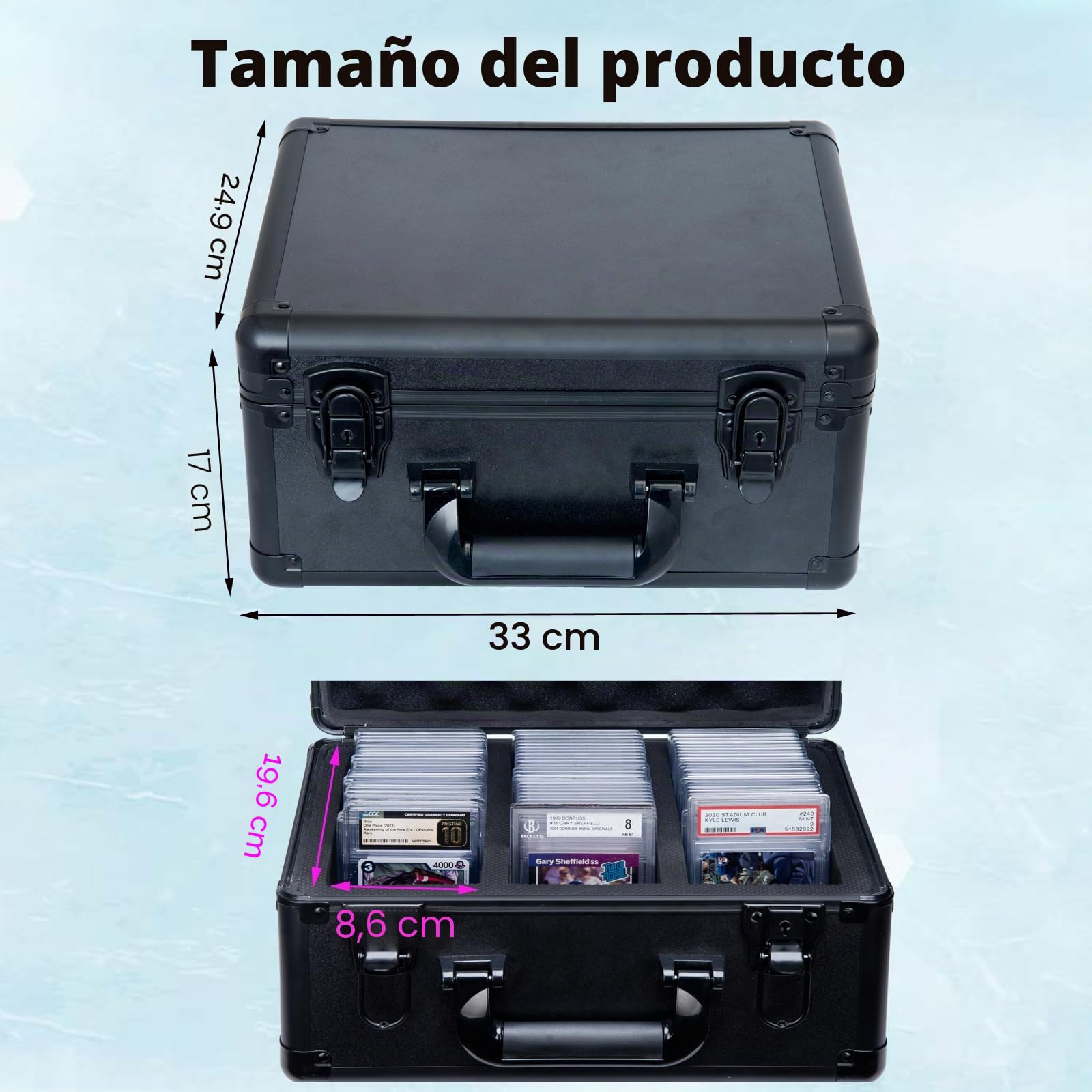 Graded Card Storage Box Case for Sports Trading Cards - Compatible with PSA BGS FGS & SGC, Black, Modern