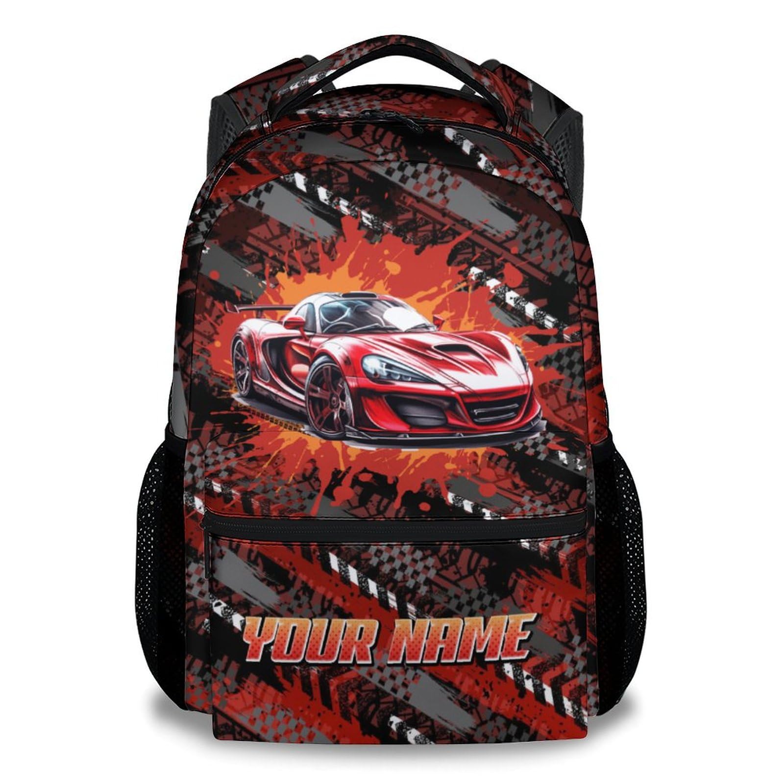 Backpack for Boys - 17 Inch Bookbag for Primary Middle - Custom Cool Racing Car Backpacks - Children's School Bag