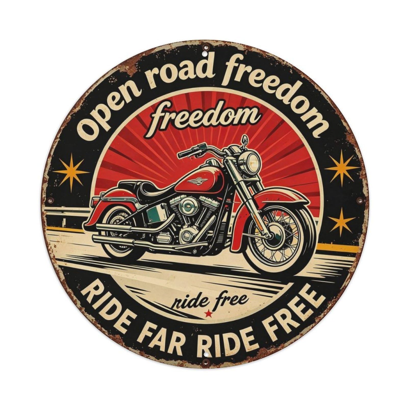 Open Road Freedom Metal Tin Sign Plaque