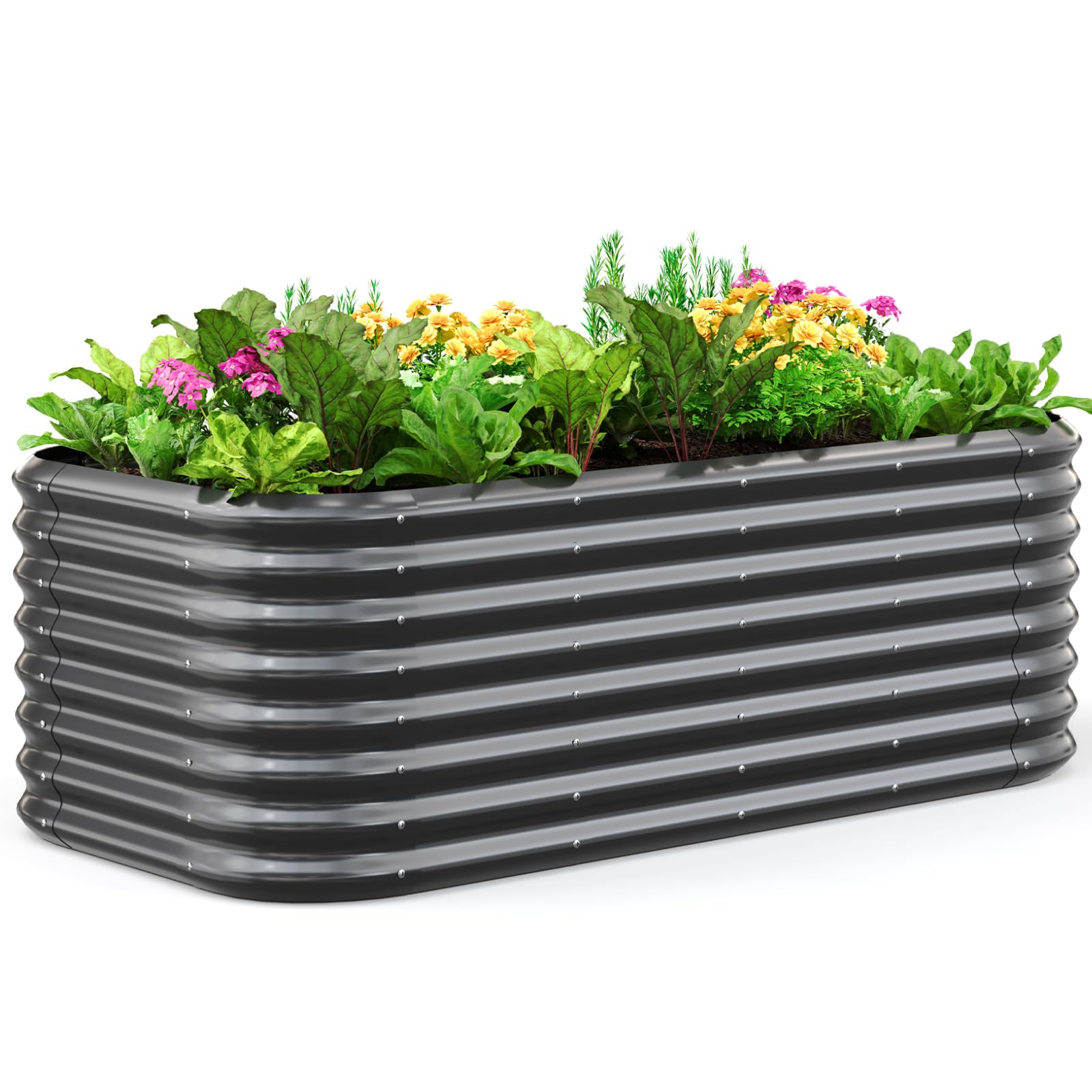 Quictent Galvanized Oval Raised Garden Bed Kit