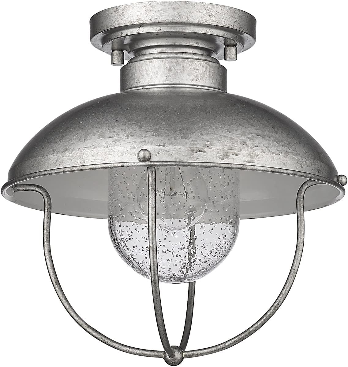Z-Lite 590F-GV Ansel Outdoor Flush Mount, 1-Light 100 Watts, Galvanized