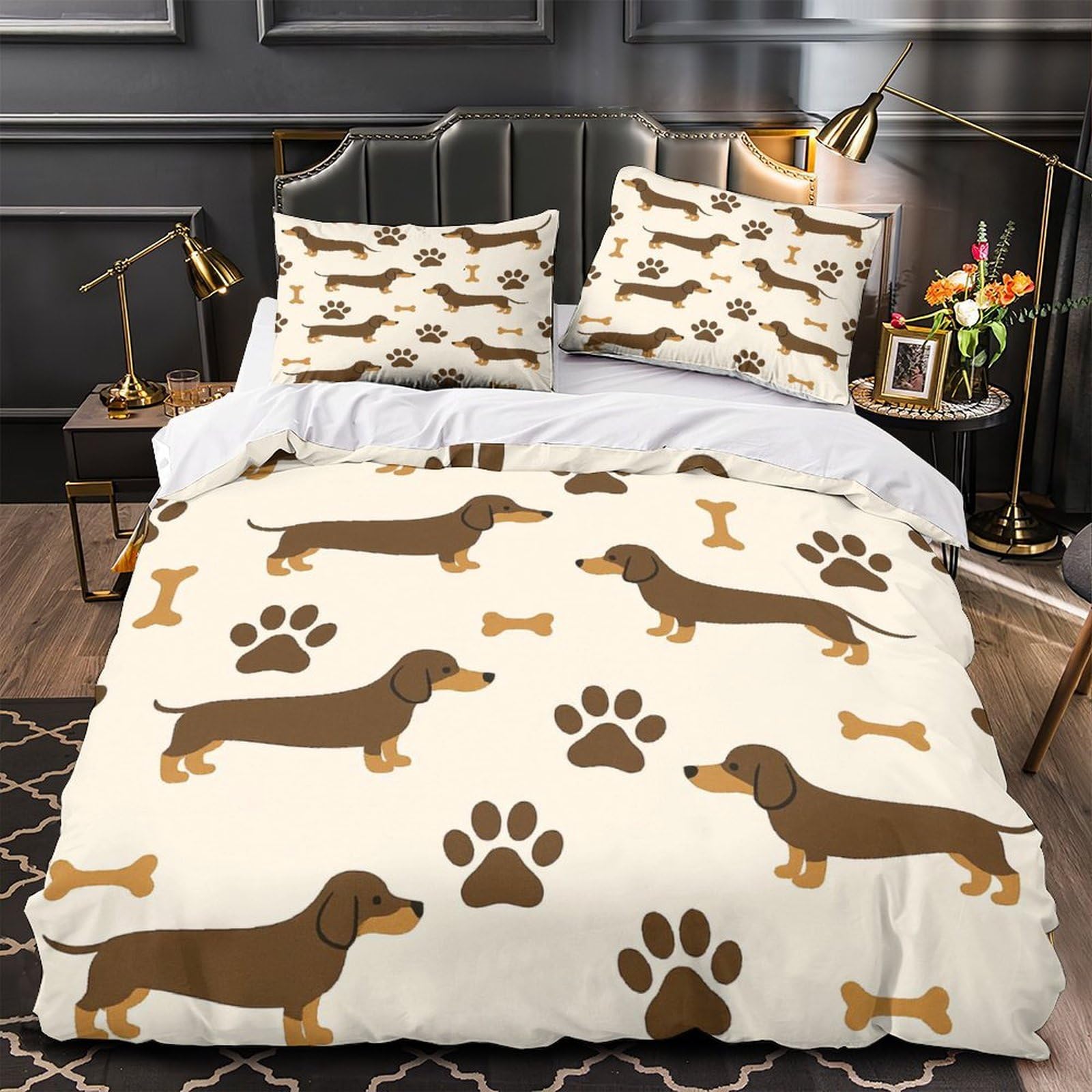 Housse de couette teckel 140x200 parure de lit enfant en microfibre hypoallergénique