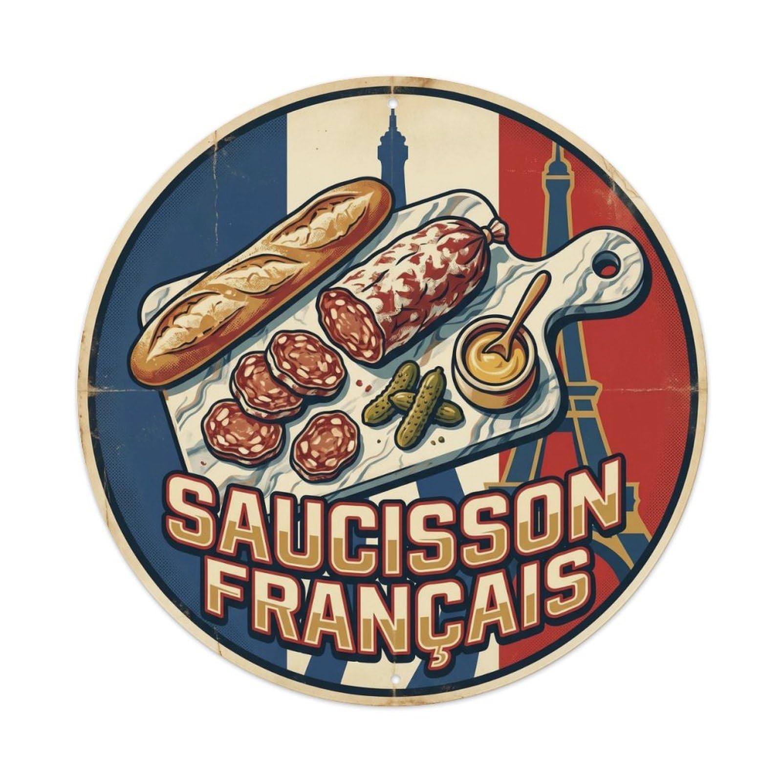 French Saucisson Charcuterie Cuisine Vintage Metal Tin Sign