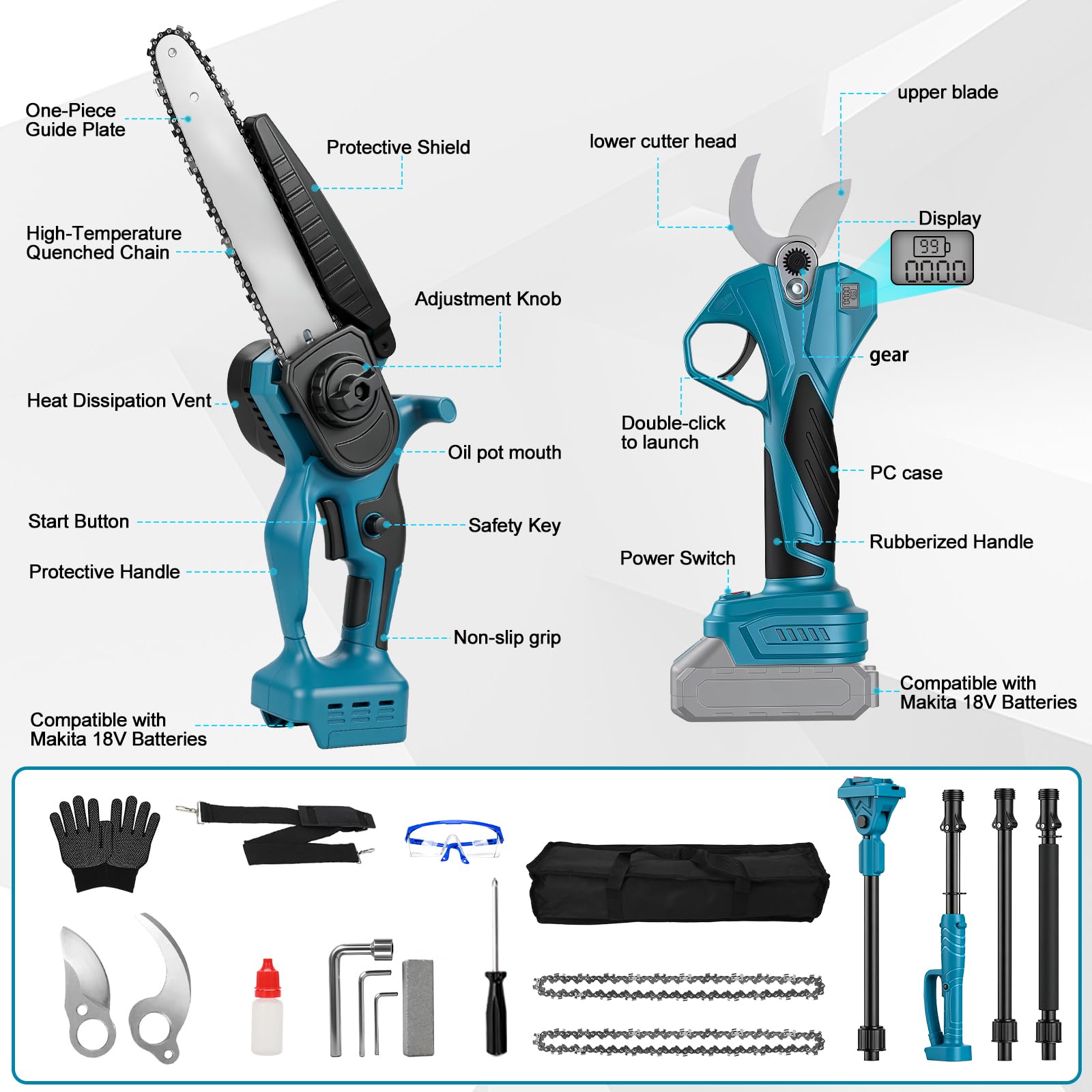 Juego de Sierra de Barra 6'' para Makita 18V (sin Batería) (con Tijera)
