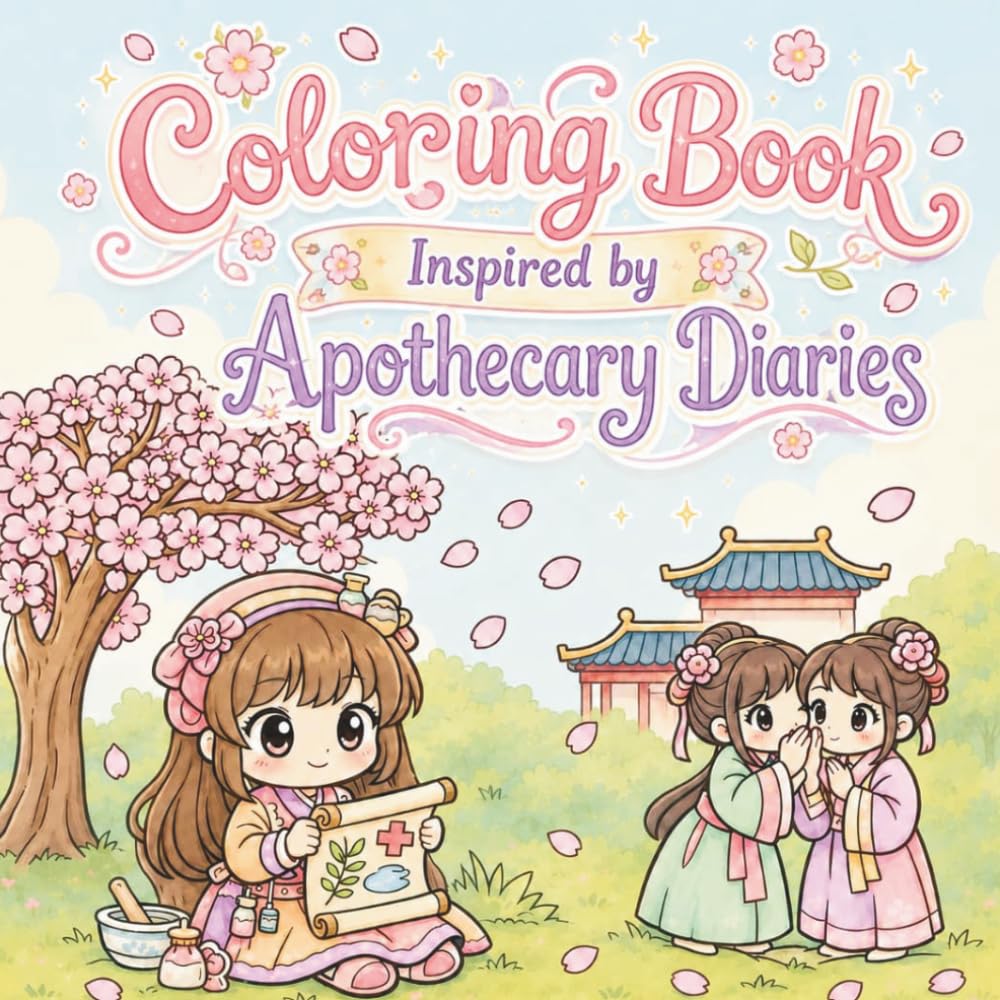 Coloring Book Inspired by Apothecary Diaries: A Kawaii Chibi World of Blossoms, Secrets, and Cozy Apothecary Charm