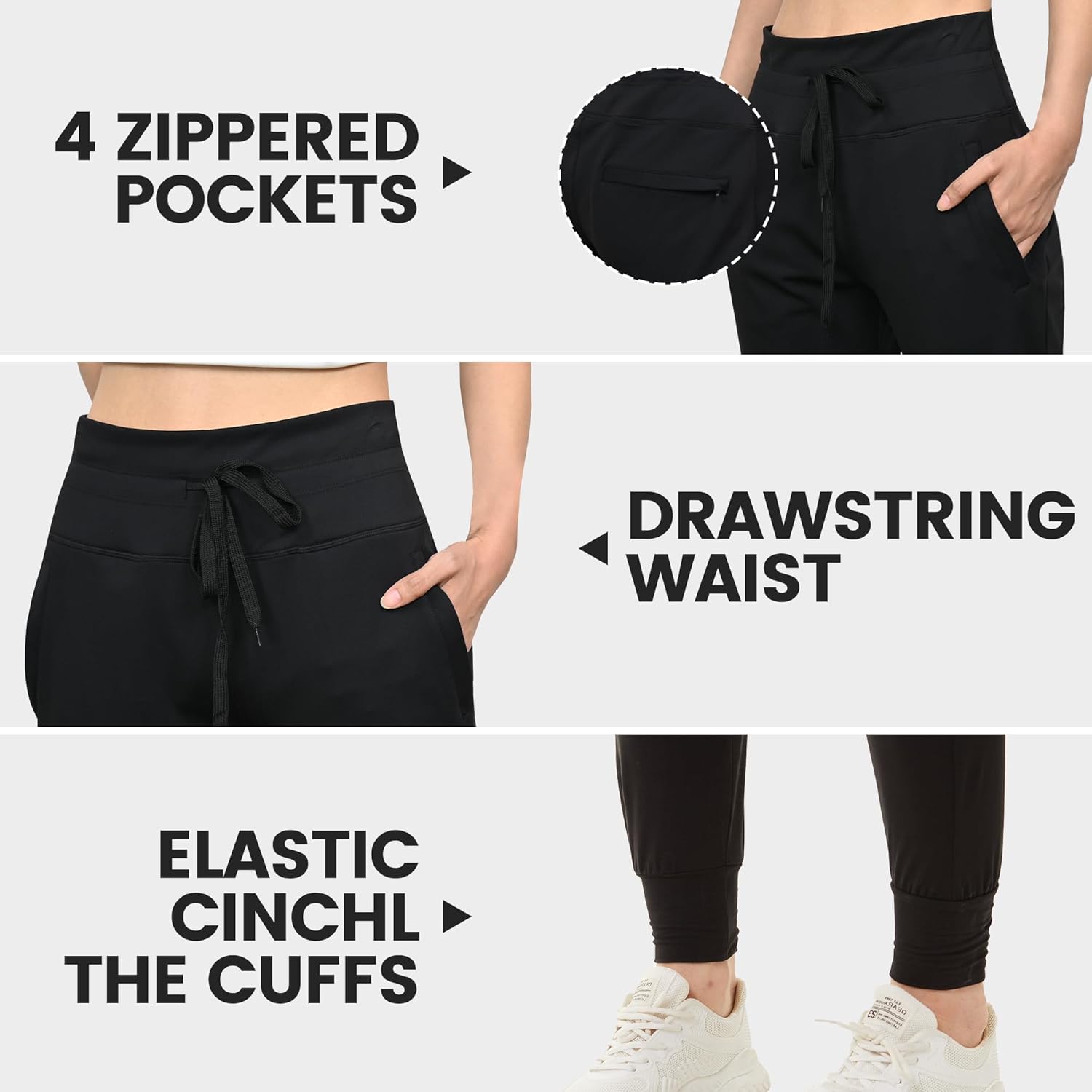 CAMPSNAIL Women's Fleece Lined Pants, Water-Resistant Sweatpants Winter Thermal Hiking Running Joggers - Image 2