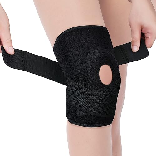 molshine Rodilleras ajustables con estabilizadores laterales de rótula de gel para correr senderismo yoga baloncesto gimnasio tenis voleibol negro