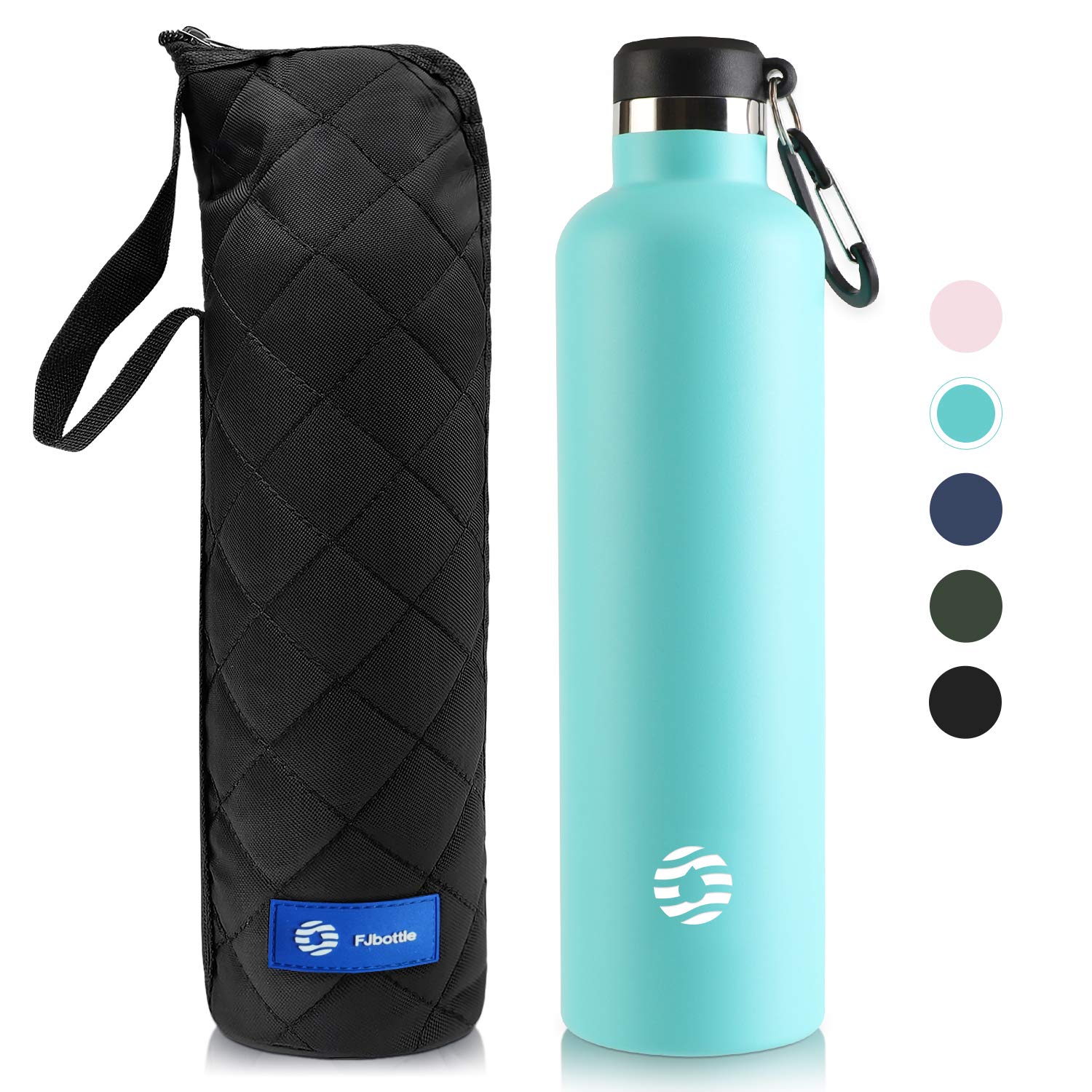FEIJIAN Stainless Steel Insulated Water Bottle with Durable Carry Case (Tiffany Blue, 34oz)