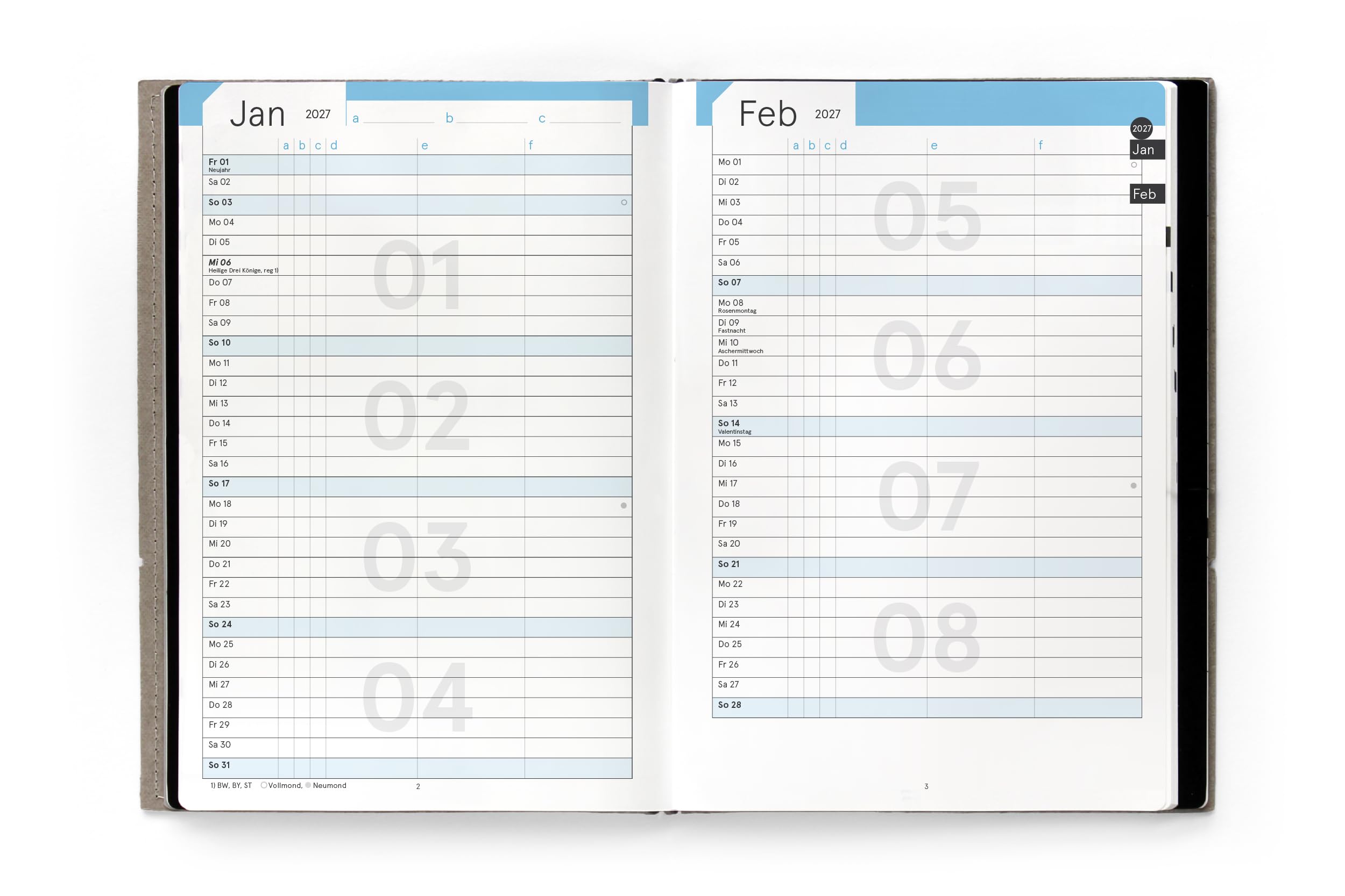 weekview X17 Nachfüll-Hefte 2027 – Set compact A5 (2 Hefte) – 2× Halbjahr Wochenplaner: 1 Woche auf Doppelseite – Refill-Hefte für X17 System – Kalender-Einlagen als gebundene Hefte
