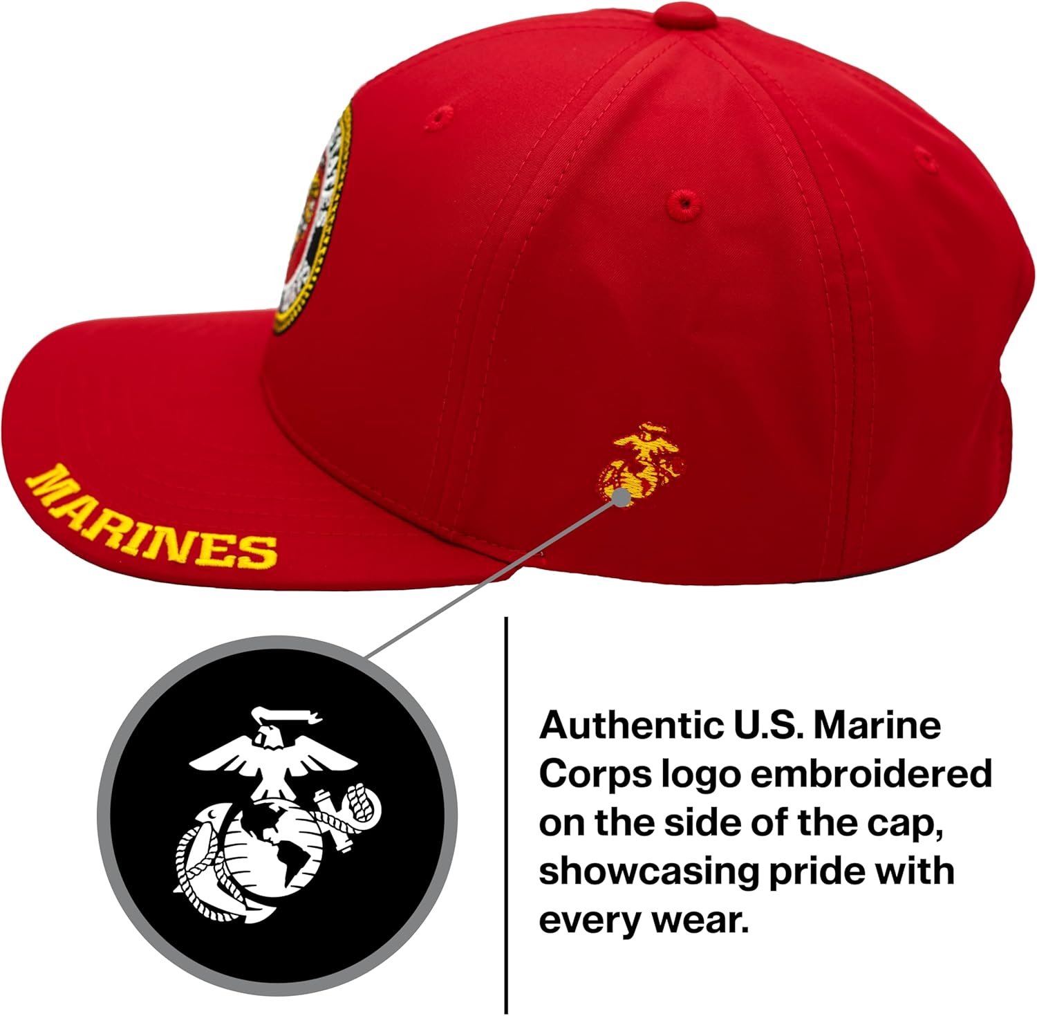Marine Corps Logo Hat for Men USMC Hat, Official Licensed US Marines Seal Embroidered Veteran Cap