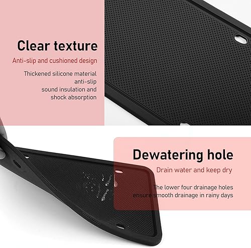 Miniatura 6 de 1 marco de silicona para placa de automóvil, 12.2 x 6.3 pulgadas, impermeable, a prueba de óxido, no daña la pintura del automóvil, soporte