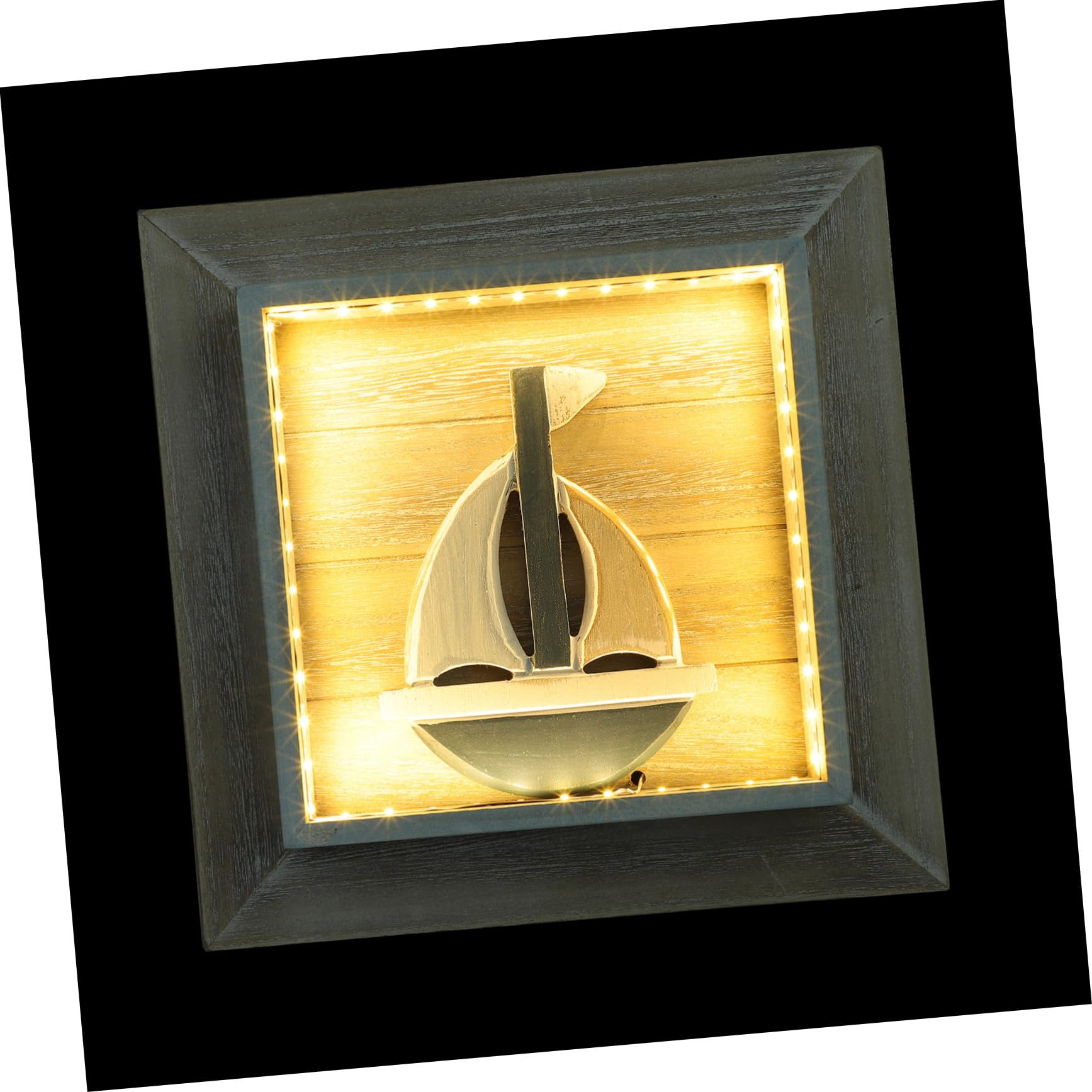Decoración de pared LED náutica en madera rústica marina iluminada