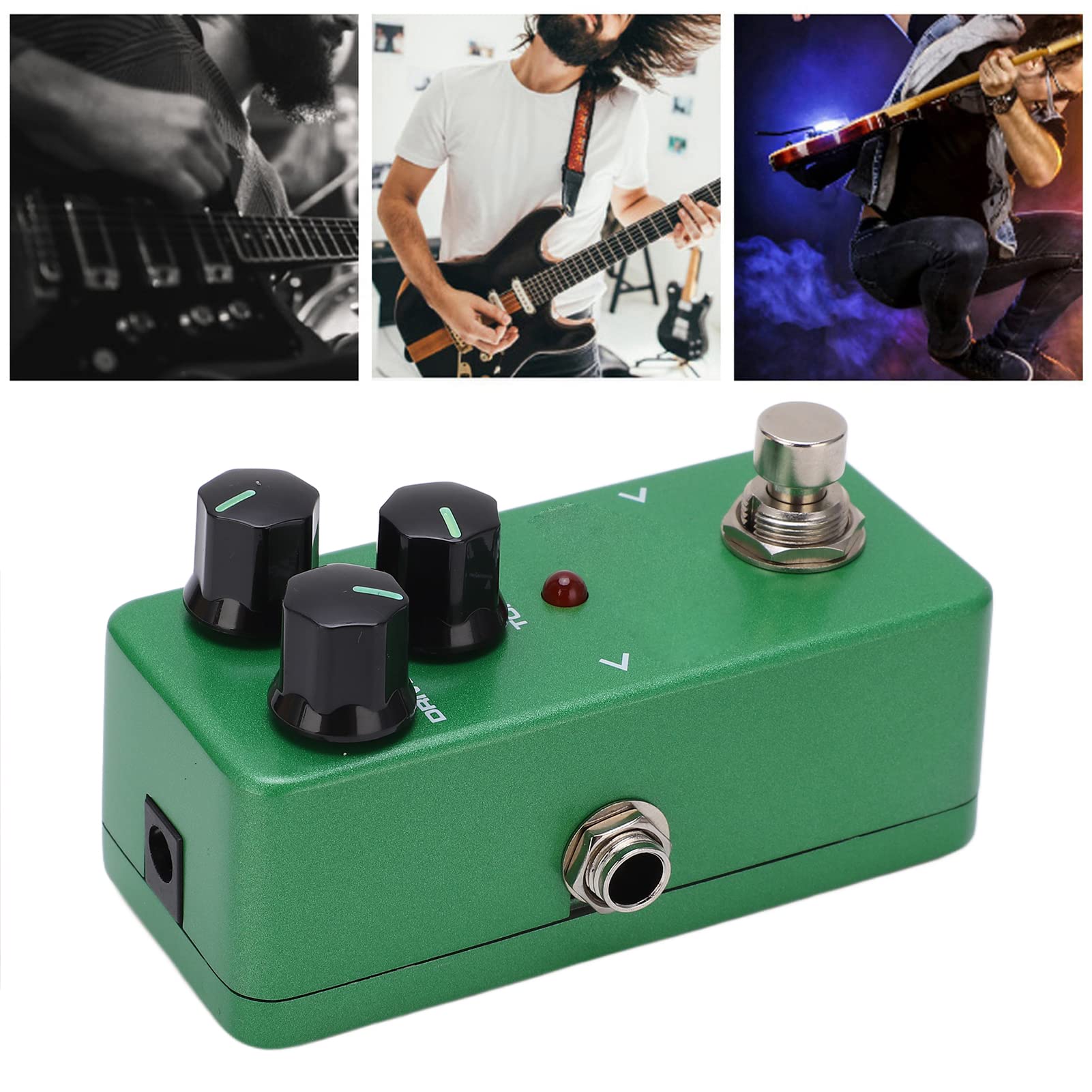 Pedale Effetti per Chitarra Pedale per Chitarra Elettrica Interruttore Overdrive Effetti Sonori Mini Effetti Singoli Accessorio per Strumenti Musicali Regolabili Full Metal Shell Green