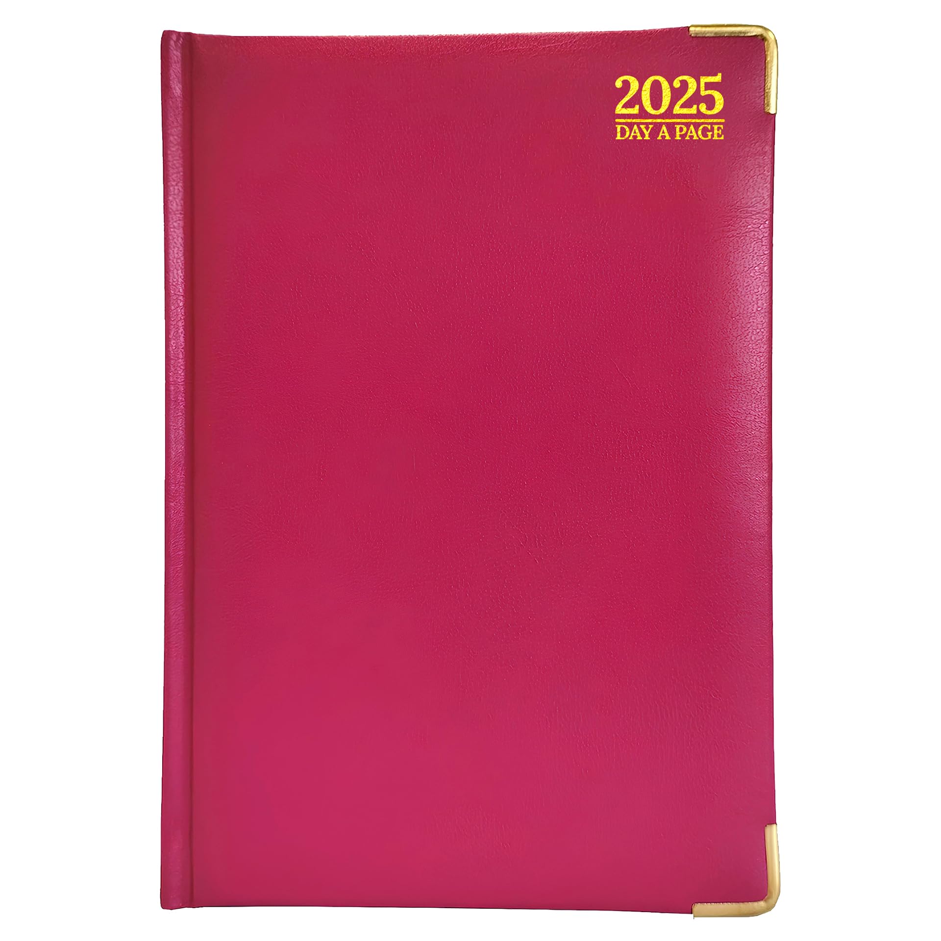 Aibulo 2025 A5 Day A Page Diary Pink - Full Year Planner Organiser with Hardback Cover & Ribbon, Assorted Colours