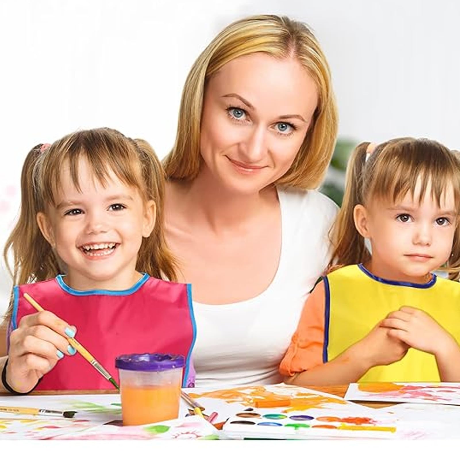 12 Pezzi Grembiuli da Arte per Bambini Grembiuli da Pittura in Nylon Senza Maniche Sigillato Indumenti Protettivi Artigianali con Tasca Frontale per Bambini Piccoli Attività di