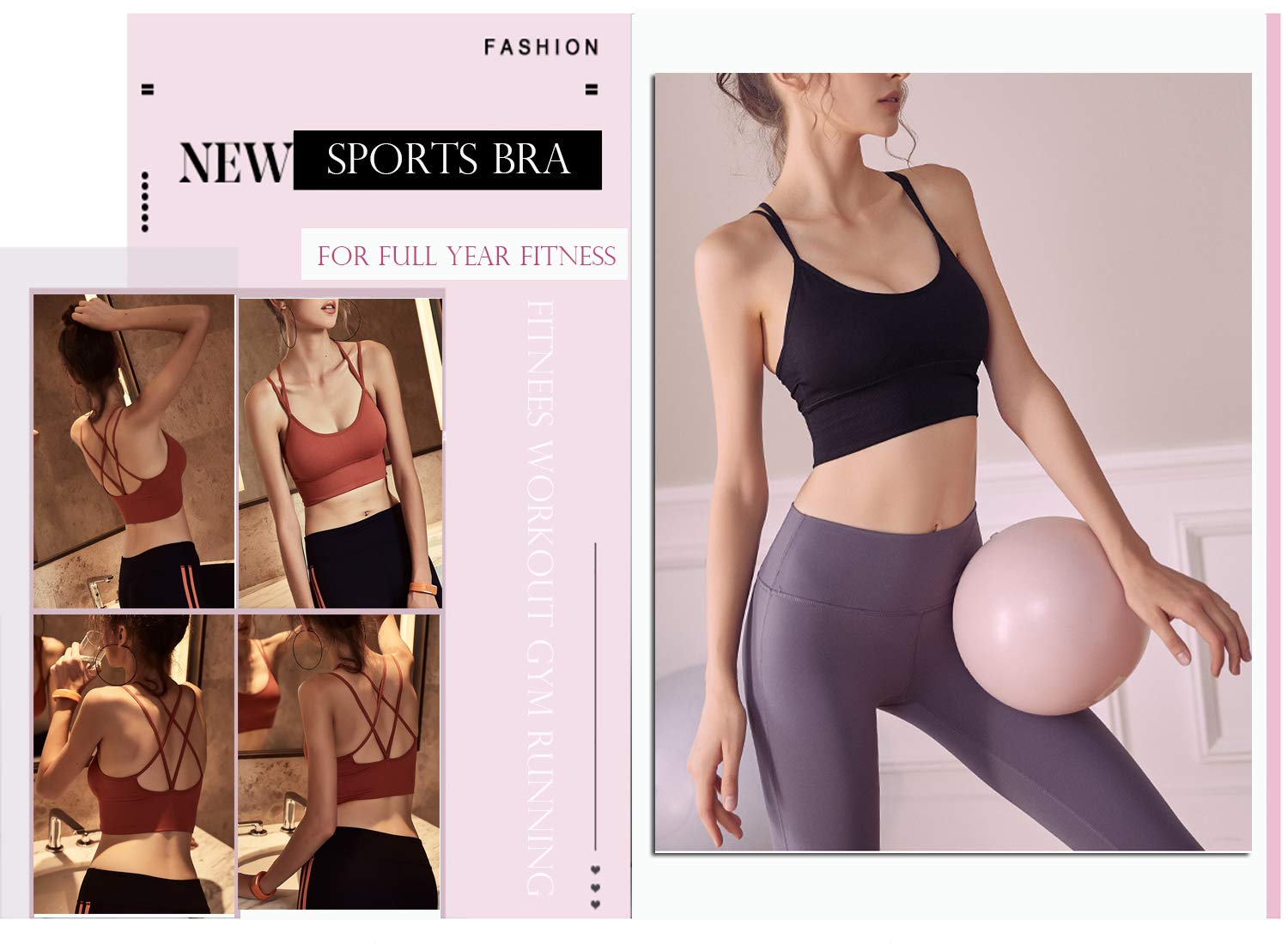 Enjoyoself 3 Pack Womens Strappy Sports Bra for Yoga Running Athletic Gym Workout Fitness Tank Tops