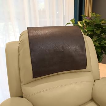 Headrest Cover Furniture Slipcovers Faux Leather Headrest Protector for Deck Chair Vinyl Headrest Protector for Sofa Theatre Seat Cover for Home and Office 17x27 Chocolate Brown