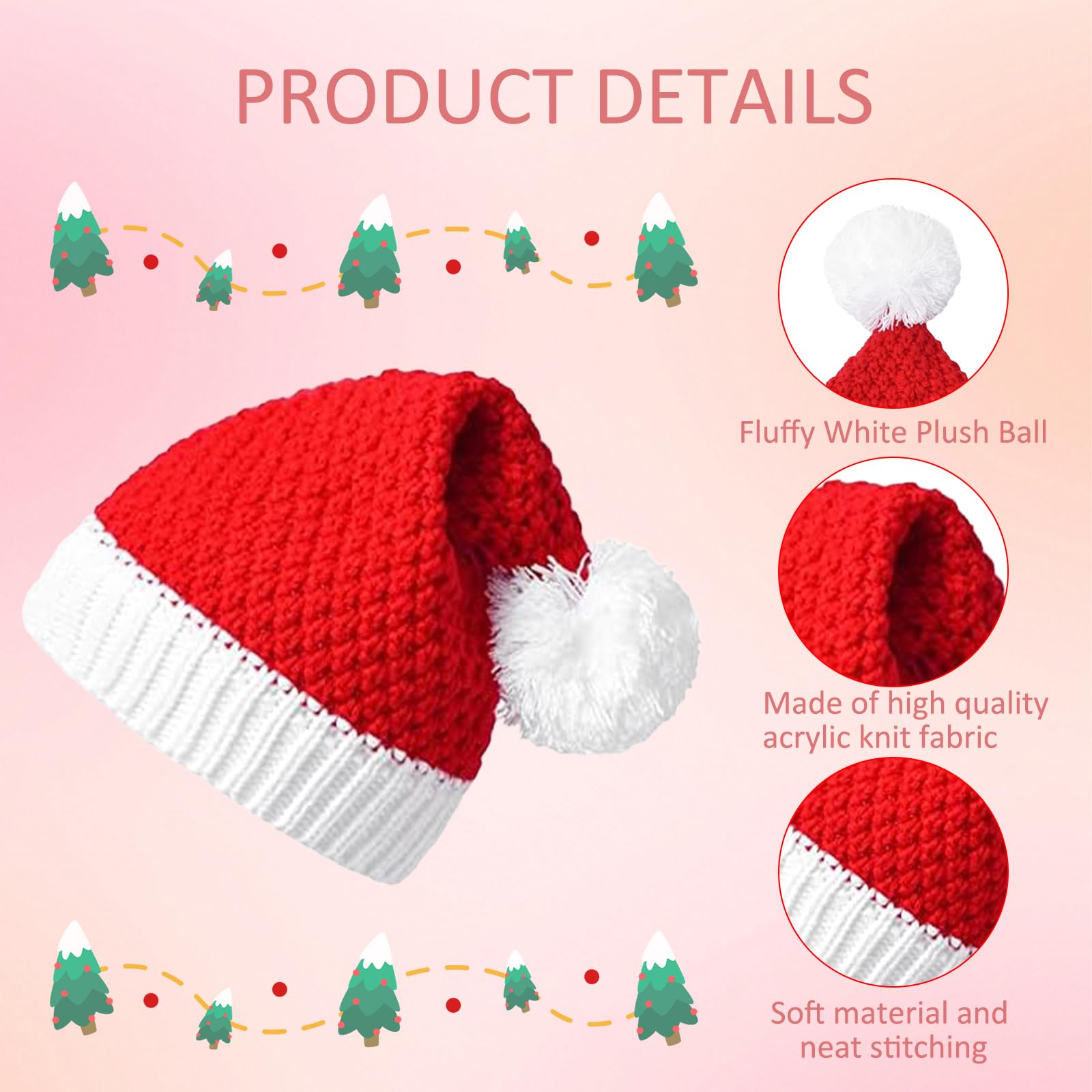 KIKAWORD 2 PCS Knitted Santa Hat - Image 2