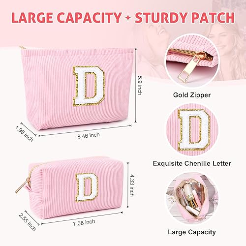 Miniatura 4 de Bolsa de maquillaje de 2 piezas Bolsa de cosméticos a cuadros grande, Rosado, D Taza