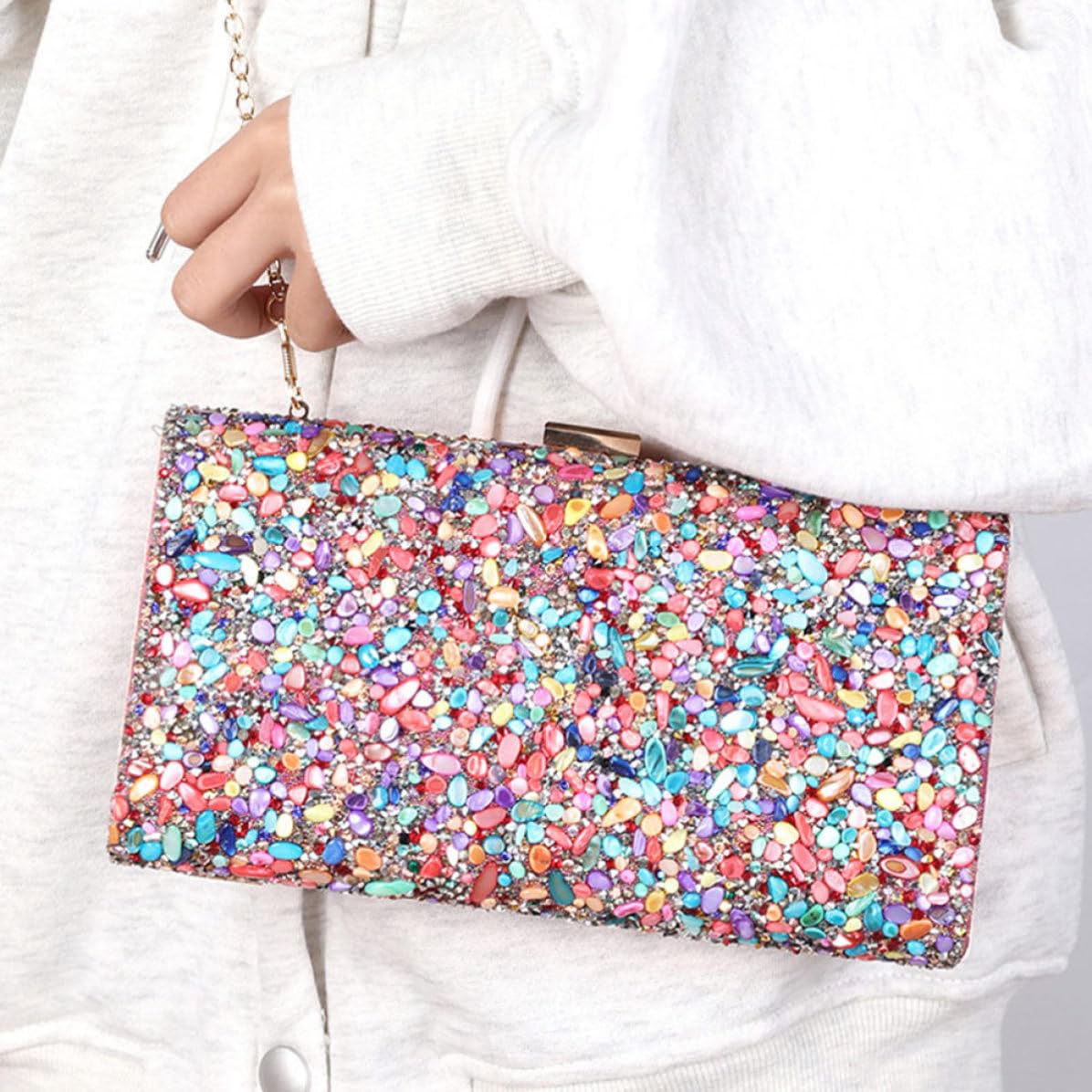 Bunte Abendtasche aus PU Leder für Damen, praktisch und elegant, leicht zu öffnen und zu schließen, geeignet für Partys, Hochzeiten und besondere Anlässe