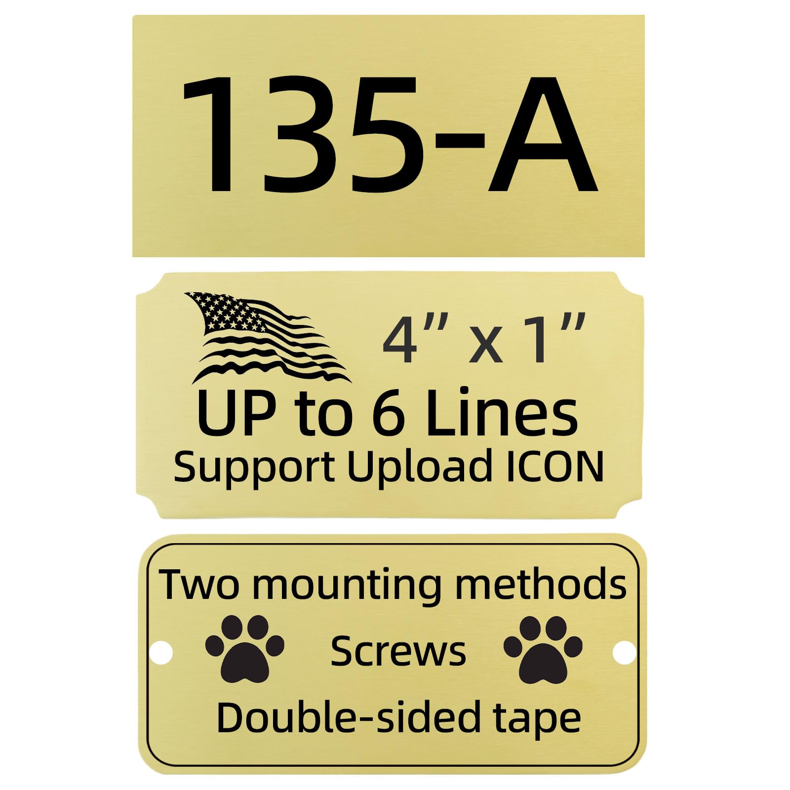 QIPAN Metal House Numbers Sign,Mailbox Numbers House Address Plaques,Indoor/Outdoor Use,Doorplate,Laser Engraving Personalized Address Signs for House,Apartment,Mailbox,Classroom (Gold, Large)