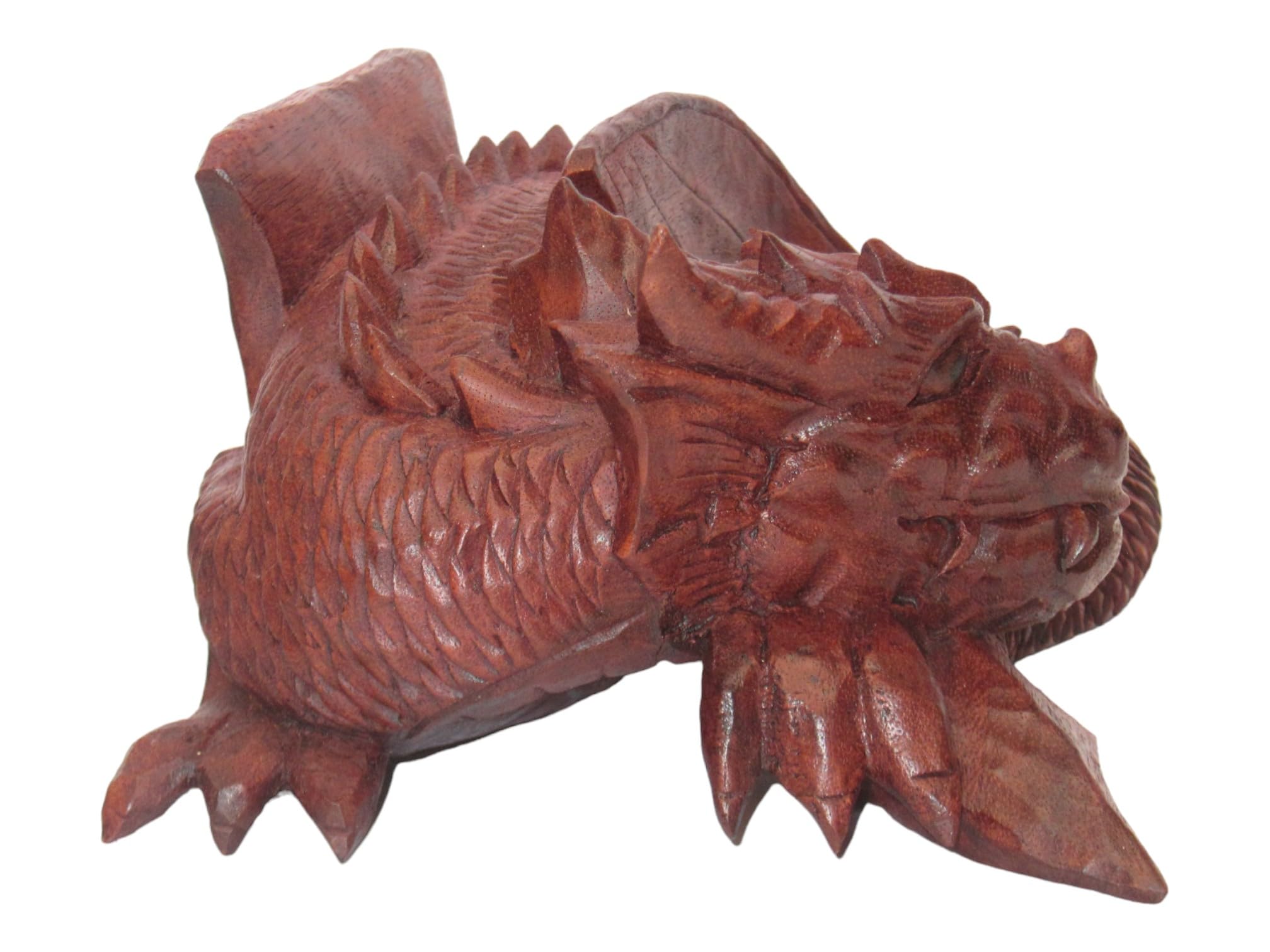Brave Wings Hand Carved Wooden, Treasure Keeper Sleeping Dragon - Image 4