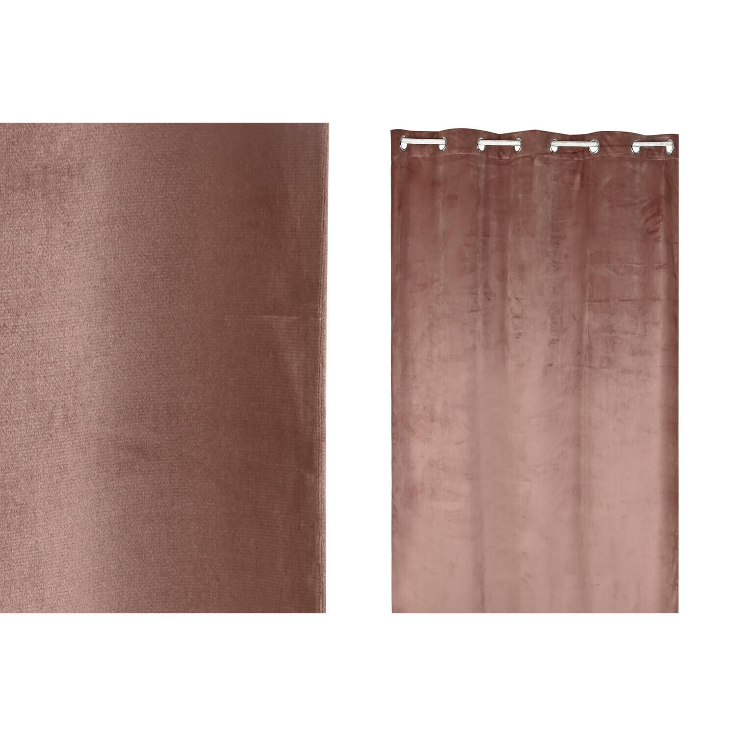 Rideau en velours oeillets 140x260 rose pâle occultant pour fenêtre