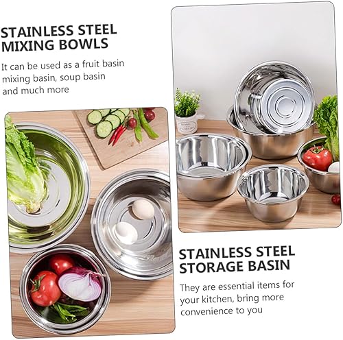Miniatura 9 de Angoily 3pcs Olla de acero inoxidable Cuencos de mezcla de acero inoxidable Sartenes para hornear de aluminio Cuenco de mezcla de aluminio Tazón de