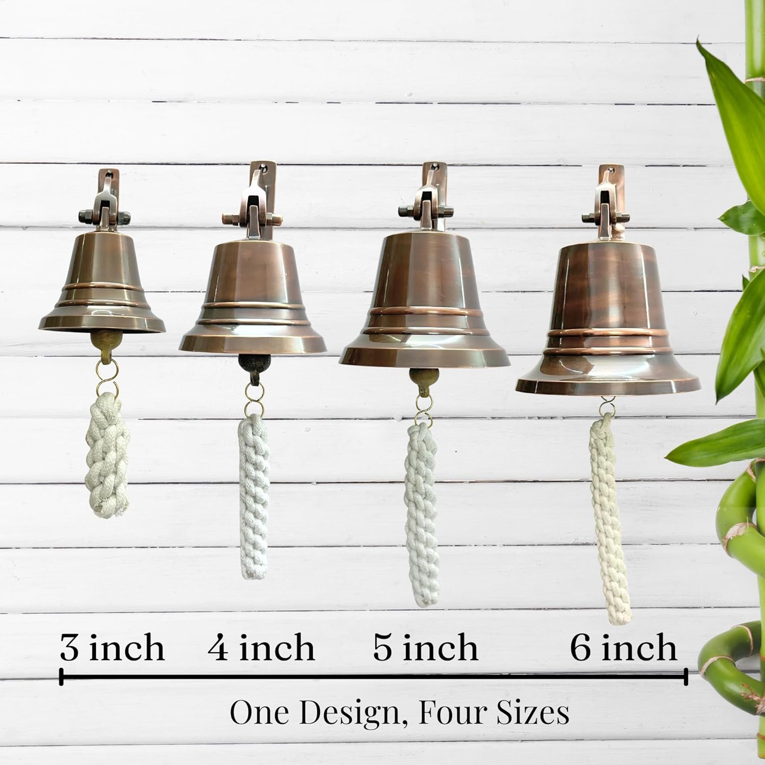 Antique Wall-Mounted Brass Bell – Multiple Size Hanging Bell for Home Bar School Church Dinner Service and Last Orders Decor (6 inch)