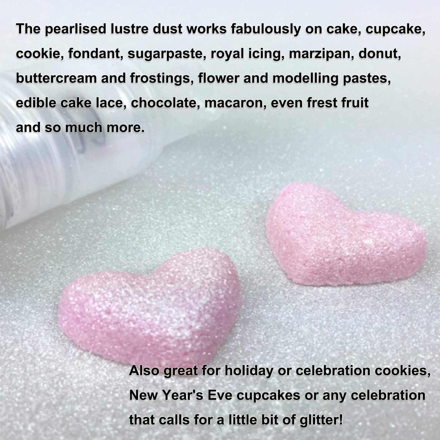 Edible Glitter Spray Set(Gold,Silver,Rose Gold,White), Non Aerosol Food Coloring Lustre Powder, Food Grade Sparkling Dust Push Pump for Decorating Cupcake, Fondant, Cookie, Frosting, Gum paste.
