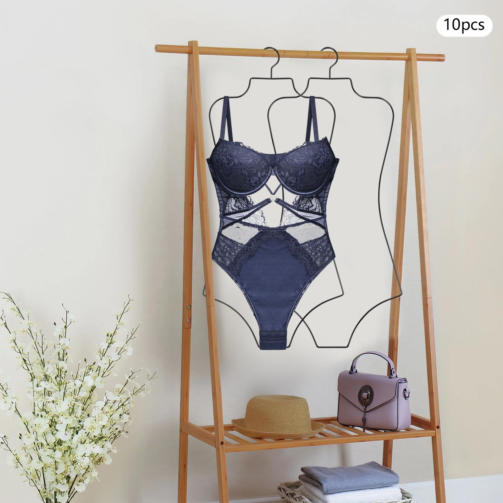 Lot de 10 cintres pour maillots de bain - Pour maillots de bain - Cintre élégant en fil métallique - Pliable pour ranger et présenter les bikinis et les maillots de bain