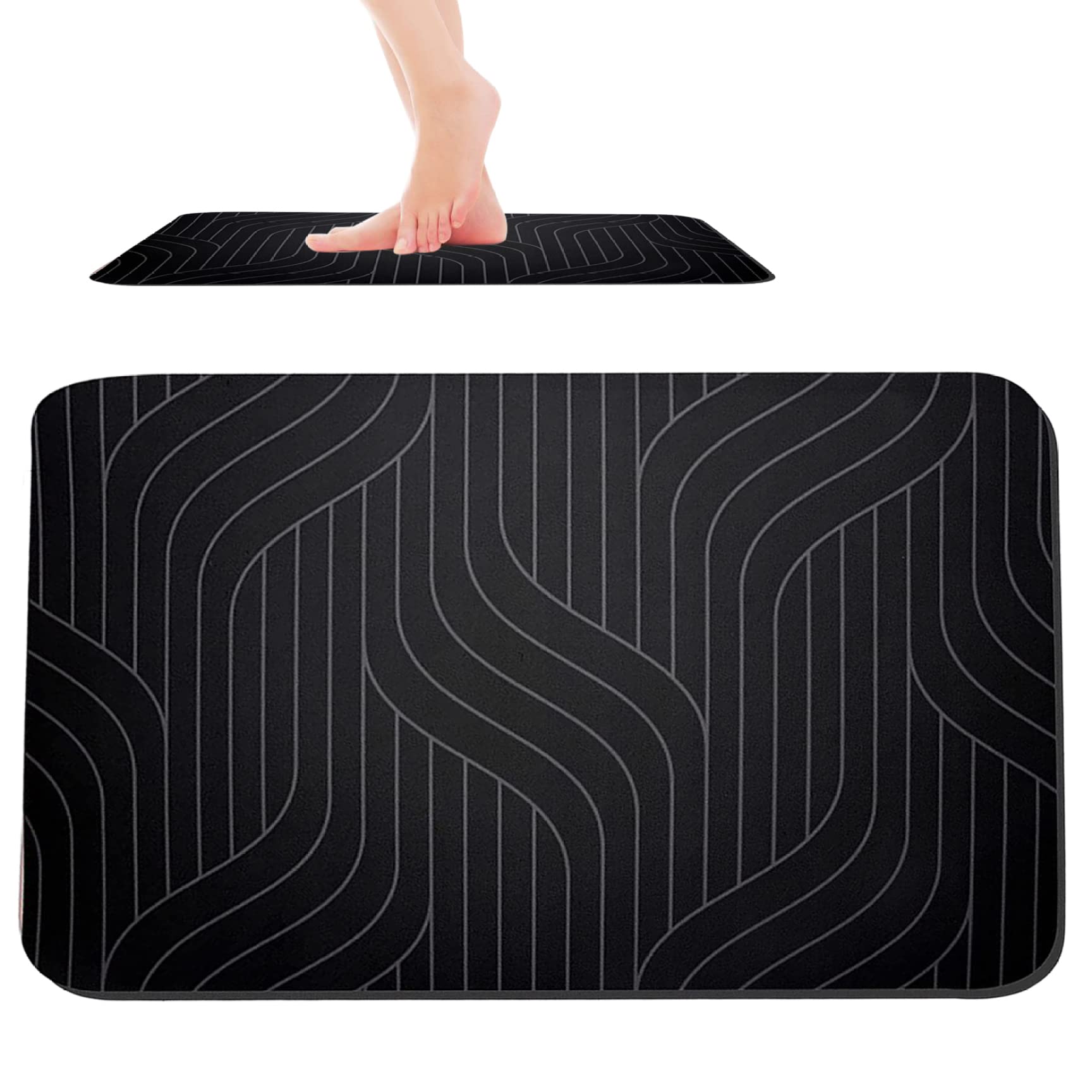 Rachlicy Alfombrilla De Baño De Piedra De Diatomita 40x60 Cm Negra Antideslizante
