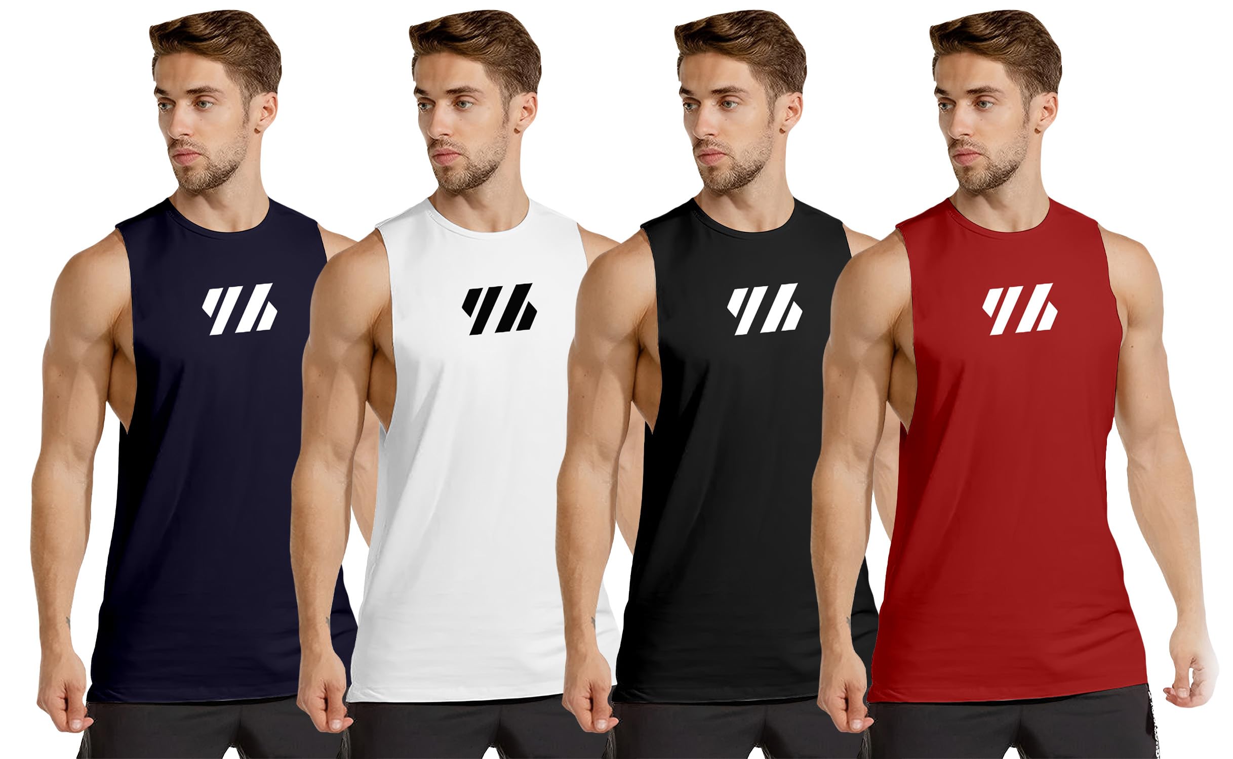 ftx Men Solid Printed Round Neck Sleeveless Regular Fit Pack of 4 Vest-picture-15