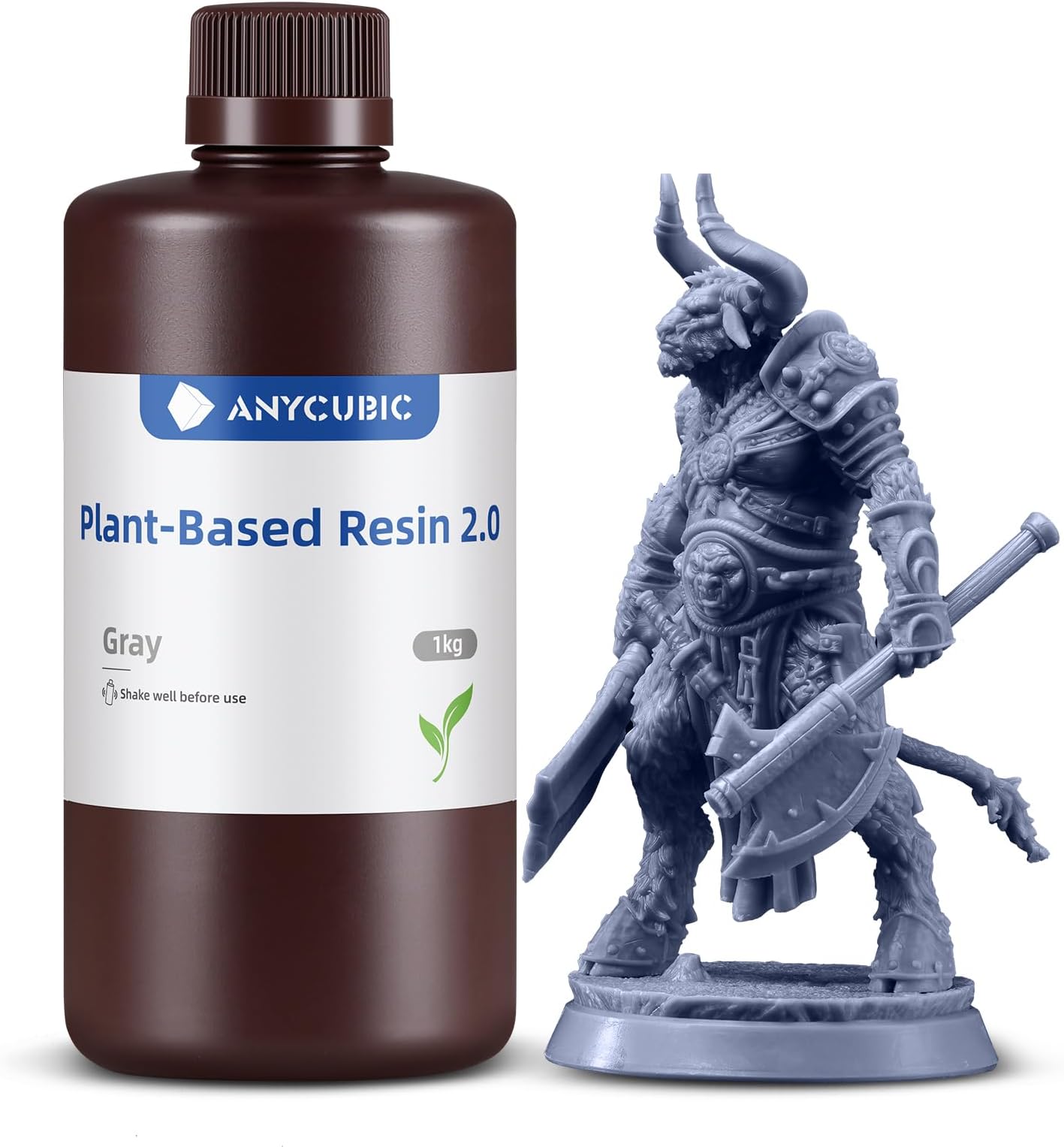 3D Printer Resin, 405nm UV Plant-Based Rapid Resin, Low Odor, Photopolymer Resin for LCD 3D Printing,1kg Grey