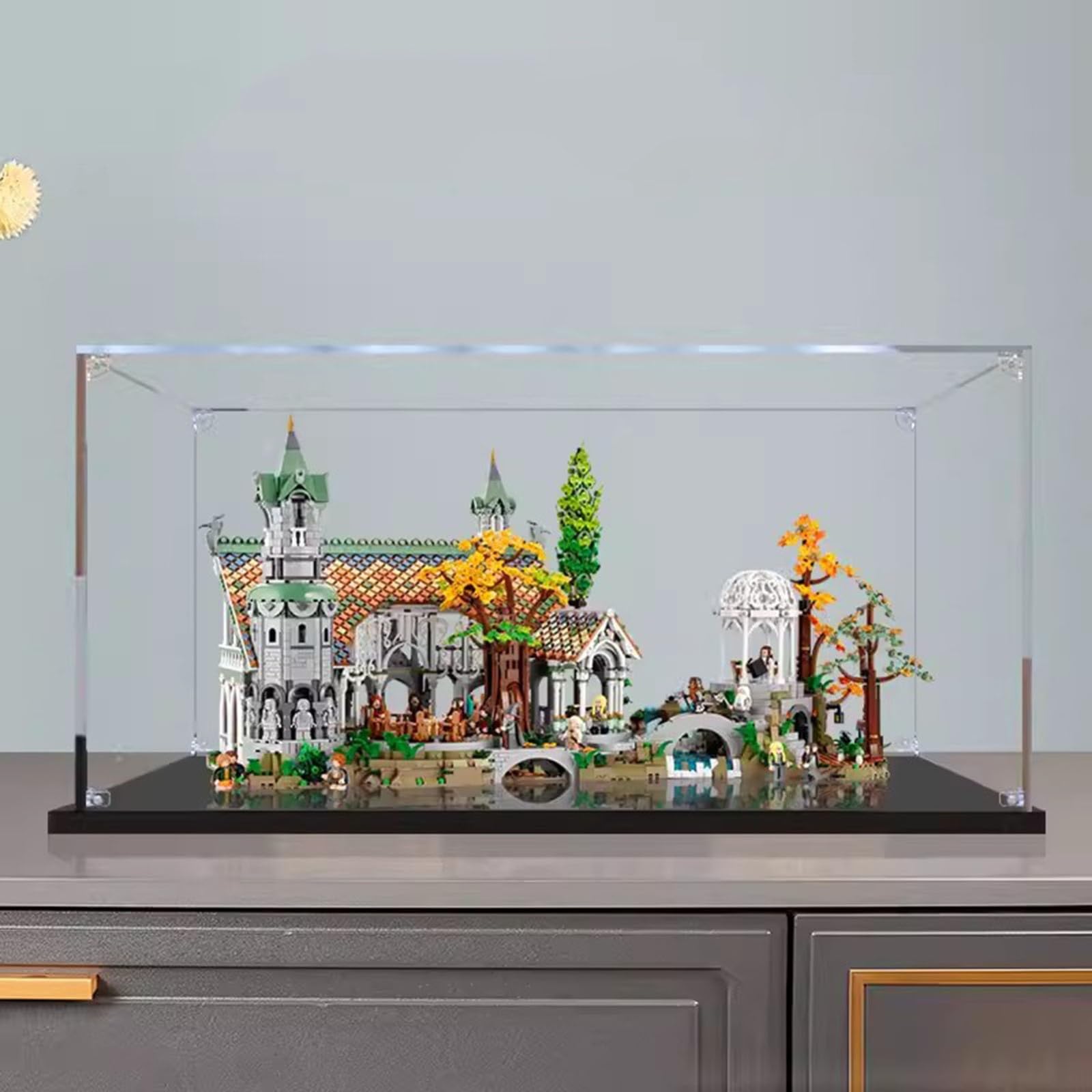Yglophic Transparent Acrylic Display Case for Lego 10316 Rivendell, Dustproof Storage Box Compatible With 10316 (Model Not Included) 80 * 55 * 45cm A,3MM