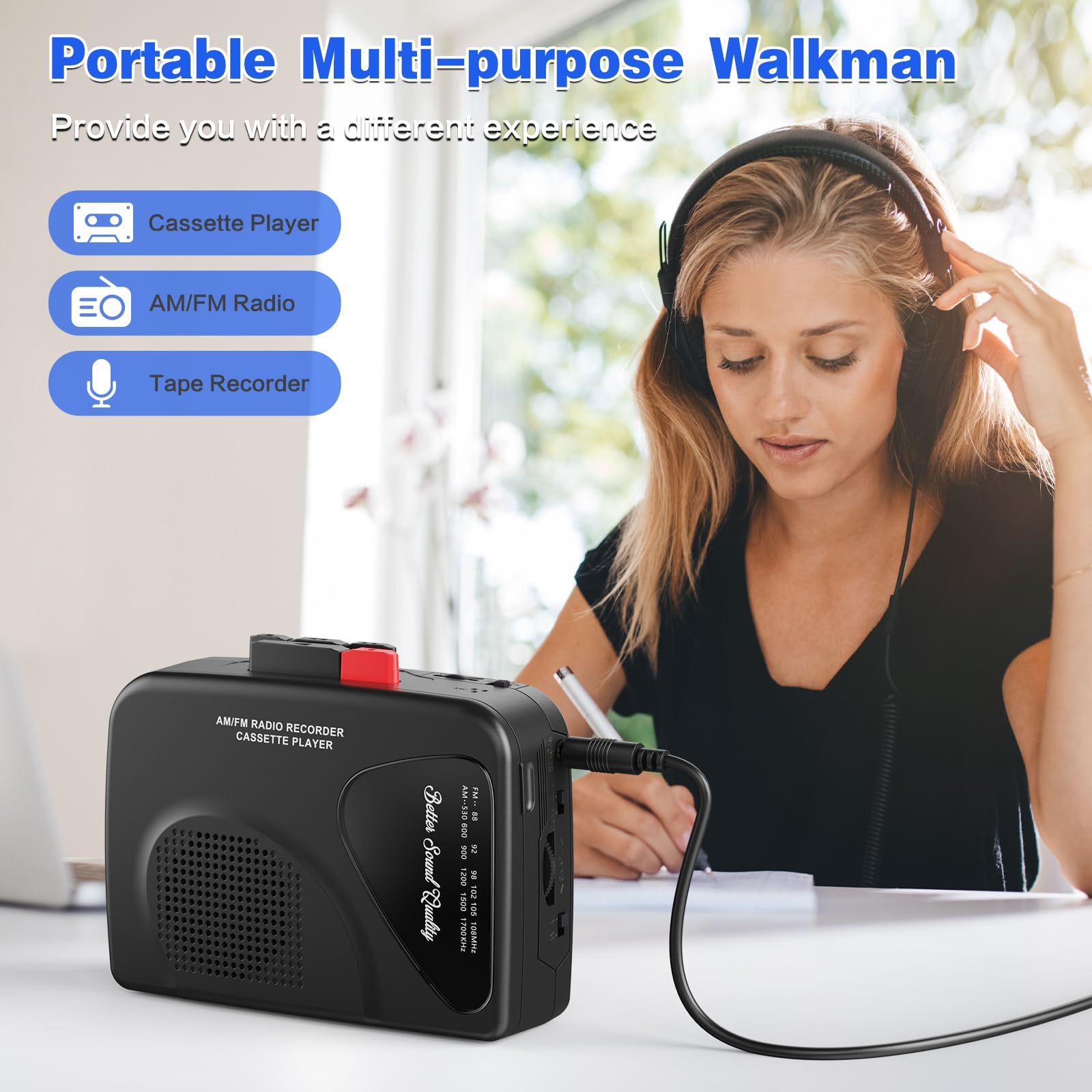 Lettore Cassette Bluetooth Walkman Portatile - Suono Nitido E Retro Style