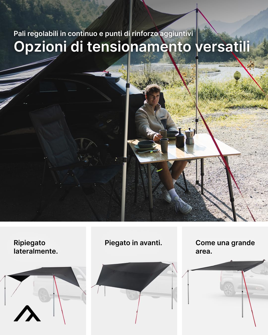 qeedo Motor Tarp Universal da Sole Universale con Protezione UV (UV80), Fissaggio con Cinghie o Ventose, Camper, roulotte, Automobile