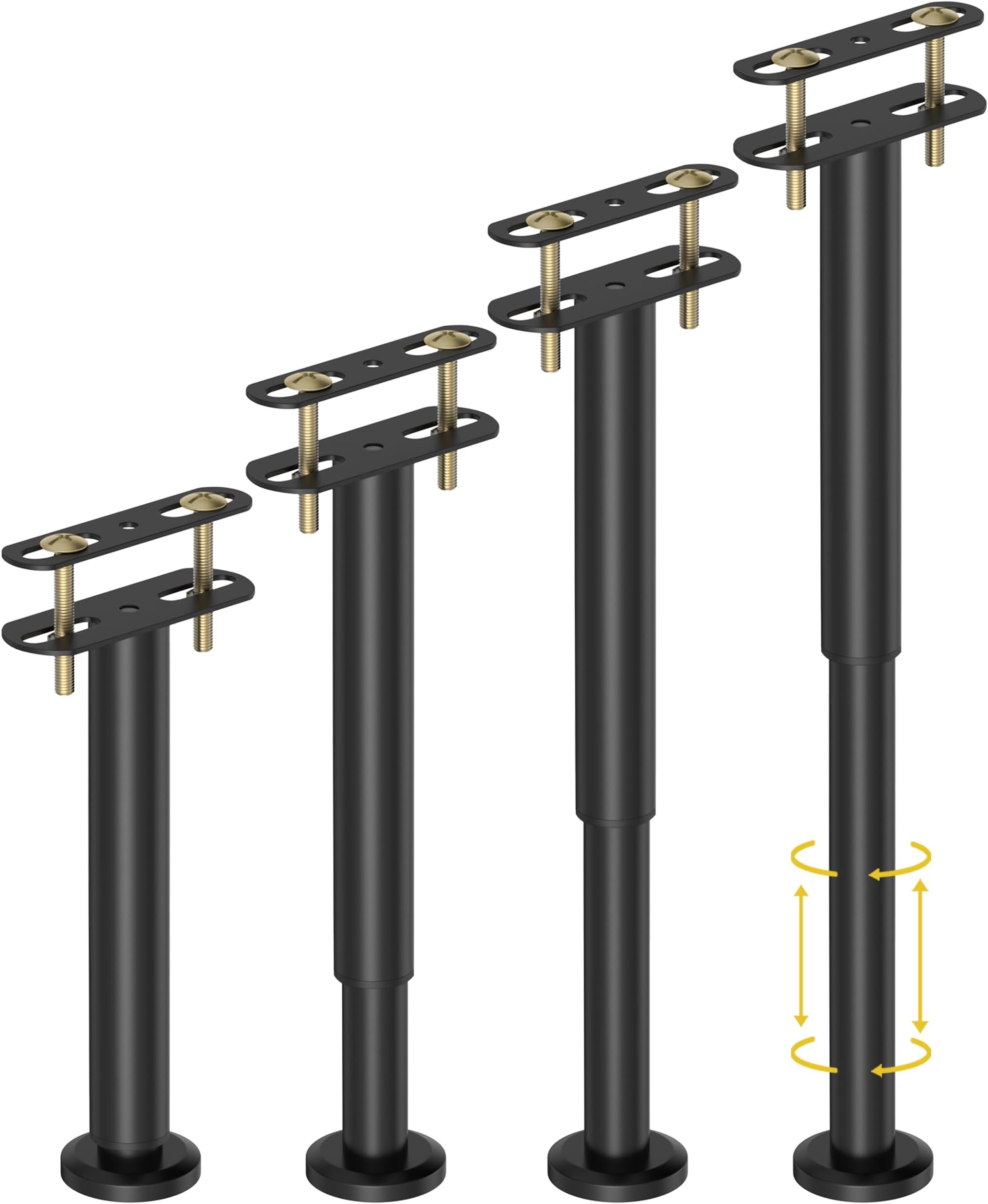 Wlrrcwdttc 4 Pcs Adjustable Height Bed Support Legs 10-17 inch, Bed Frame Center Support Legs for Bed Frame/Bed Center Slat/Furniture, Heavy Duty Metal Bed Legs Replacement Bed Slats Support Legs