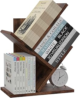 𝟮𝟬𝟮𝟯 𝐔𝐩𝐠𝐫𝐚𝐝𝐞𝐝 Tree Bookshelf, 3 Tier Wood Shelf Bookcase, Retro Floor Standing Small Bookshelf, Book Storage Rack for CDs/Movies for Home Office, Bedroom, Living Room, Rustic Brown