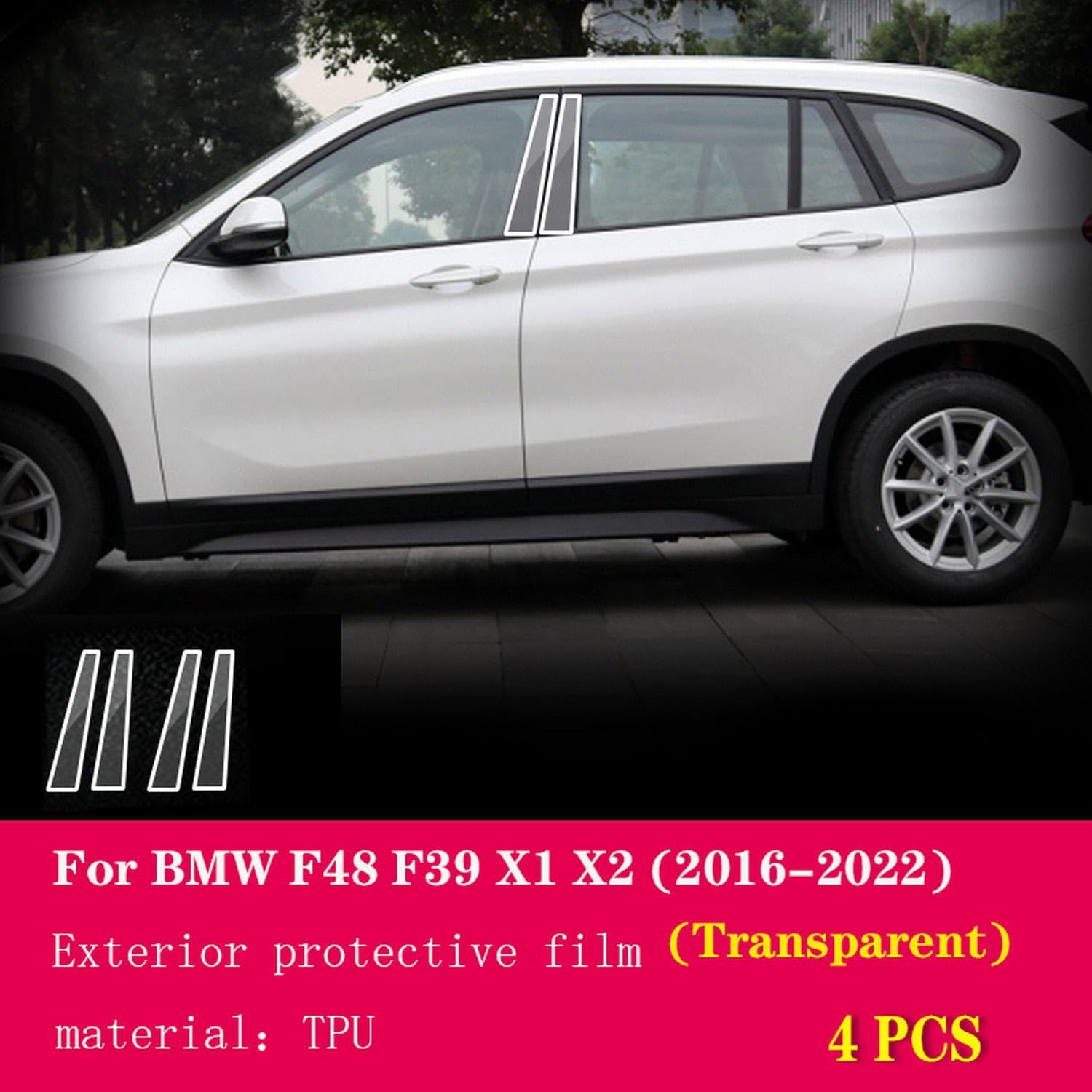 JCAKES Car Exterior Car Window Pillar Anti-Scratch TPU Protective Film Anti-Scratch Repair Film Refit，for BMW F48 F39 X1 X2 2016-2022