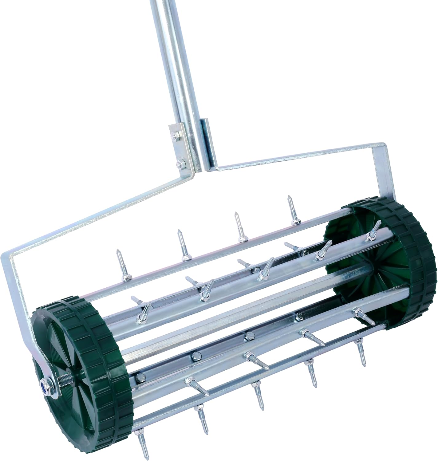 Lawn Aerator, Heavy Duty Rolling Lawn Aerator, Garden Yard Rotary Push Lawn Aeration with Steel Handle
