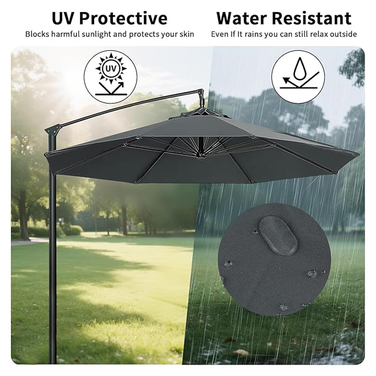 Générique Toile de Remplacement pour Parasol 8 Branches Housse de Remplacement pour Parasol de Jardin 2.7M Terrasse pour Jardin Cour Plage