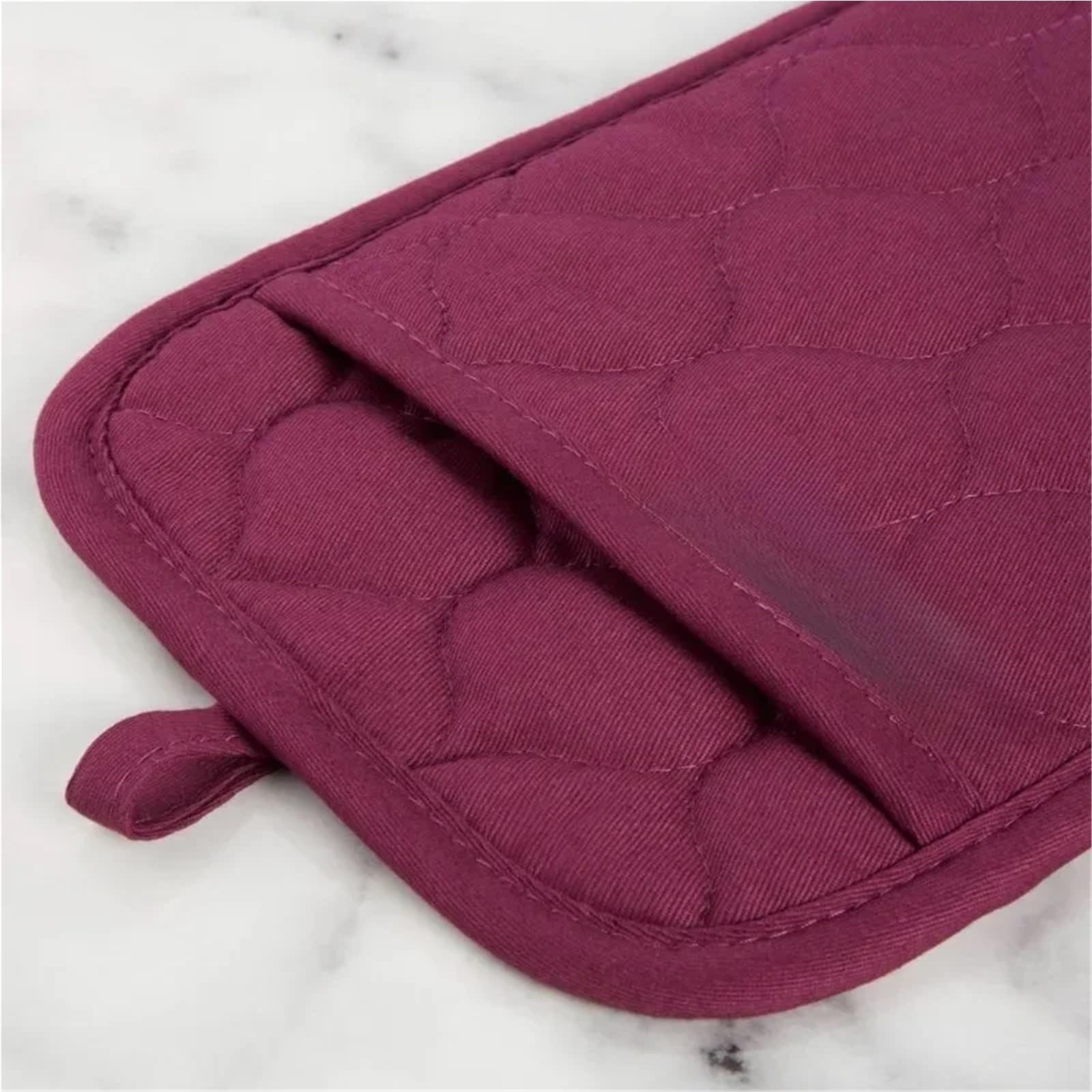 Gesteppter Ofenhandschuh aus Baumwollfrottee, hitzebeständiger Topflappen, 16"x26", 7"x13" und 7"x10", Rot