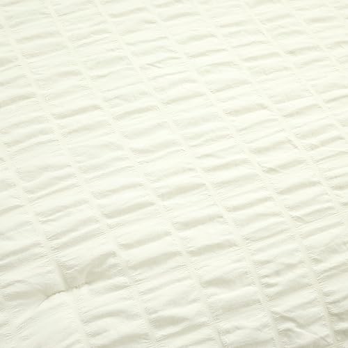 Miniatura 4 de Lush Decor Juego de edredón de 2 piezas con textura arrugada, tamaño individual XL, color marfil