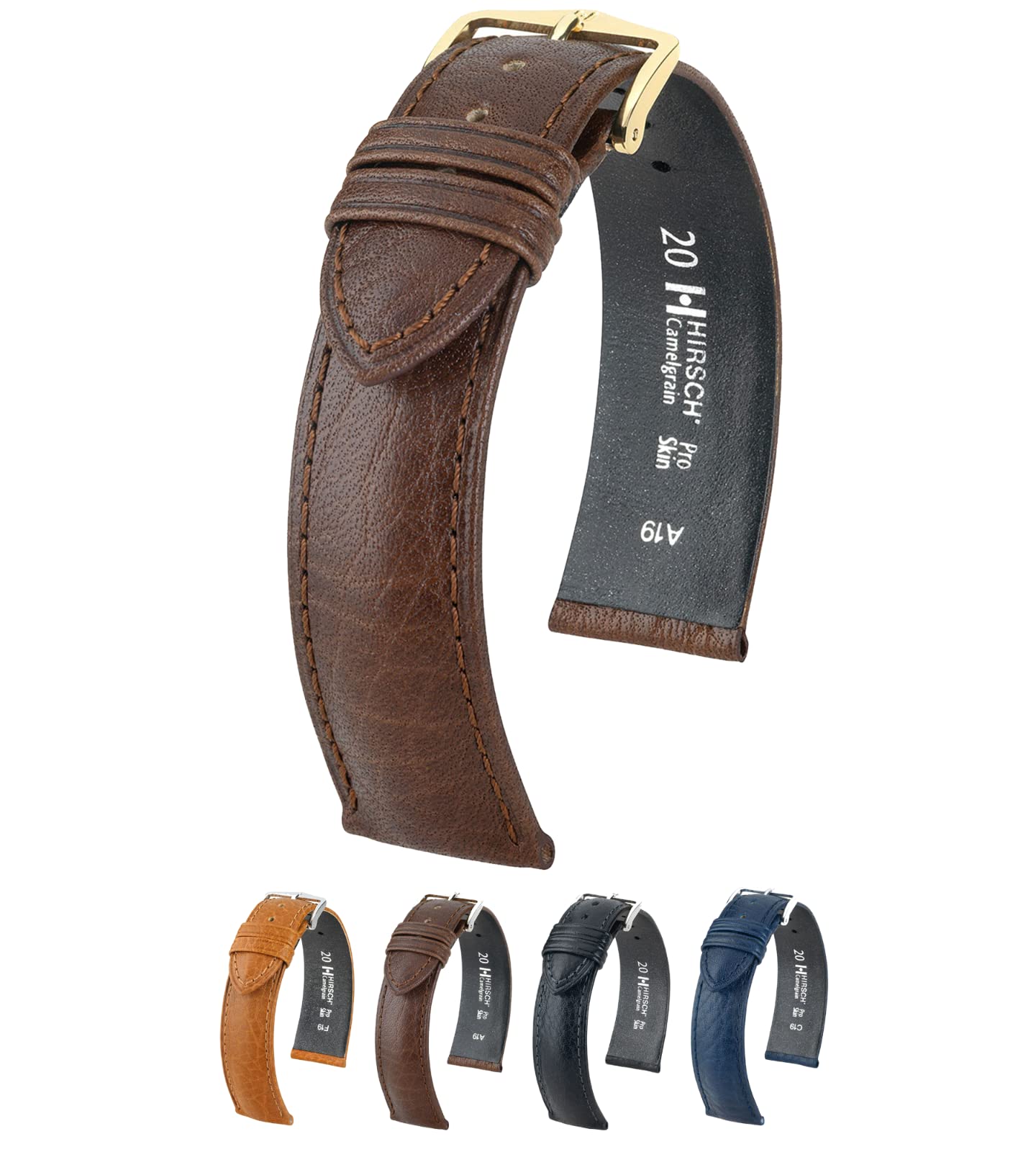 HIRSCH HHIRSCH Camelgrain Leather Watch Strap - For Sensitive Skin - Hypoallergenic