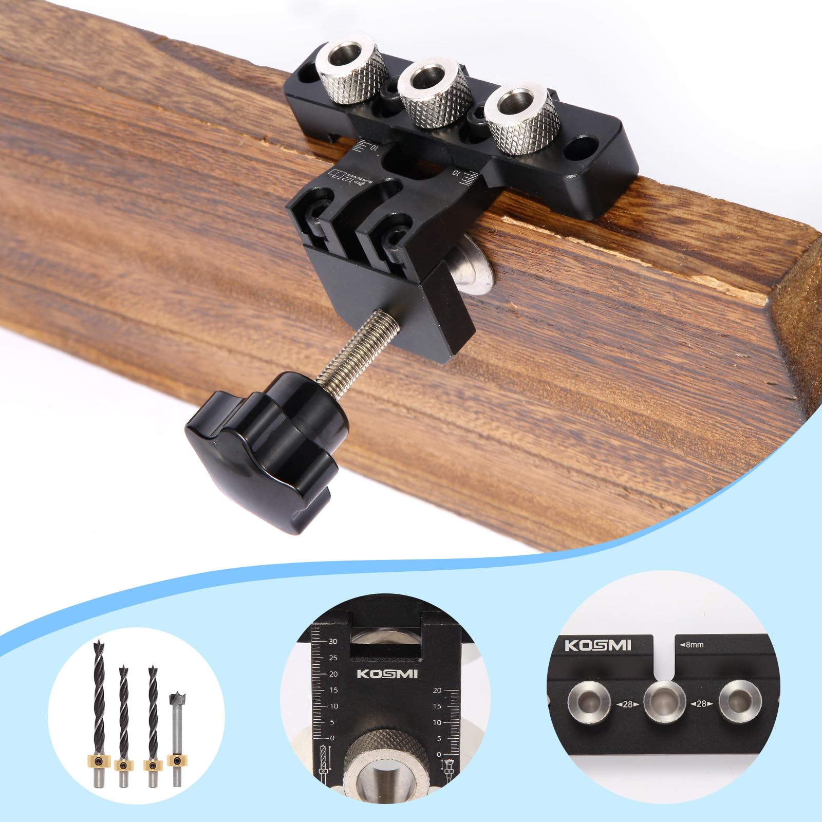 YUCHENGTECH 3 In 1 Dowel Jig Drill Kit Multi-Function Self Centering - View #5